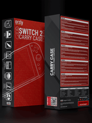 Front and back view of the packaging for the Nintendo Switch 2 case.