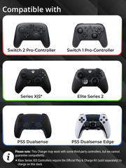 Universal Controller Charging Stand for Nintendo Switch 2 Pro-controllers, PS5 Dualsense and Xbox Series X|S controllers