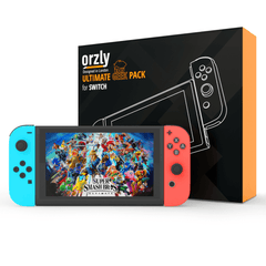 Orzly Accessories Bundle for Switch Geek Pack: Case & Screen Protector, Joycon Grips & Racing Wheels, Controller Charge Dock, Comfort Grip Case & More - Orzly