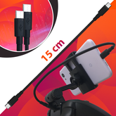 Short Type-C to Type-C Connector Cable for PS5, Xbox, Stadia Phone Mounts - Black - Orzly