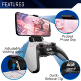 PS5 Controller Mobile Gaming Clip, DualSense Controller Phone Mount Adjustable Phone Holder Clamp Compatible with PlayStation 5 DualSense Controller - Orzly