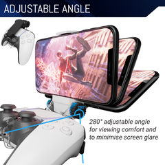 PS5 Controller Mobile Gaming Clip, DualSense Controller Phone Mount Adjustable Phone Holder Clamp Compatible with PlayStation 5 DualSense Controller - Orzly