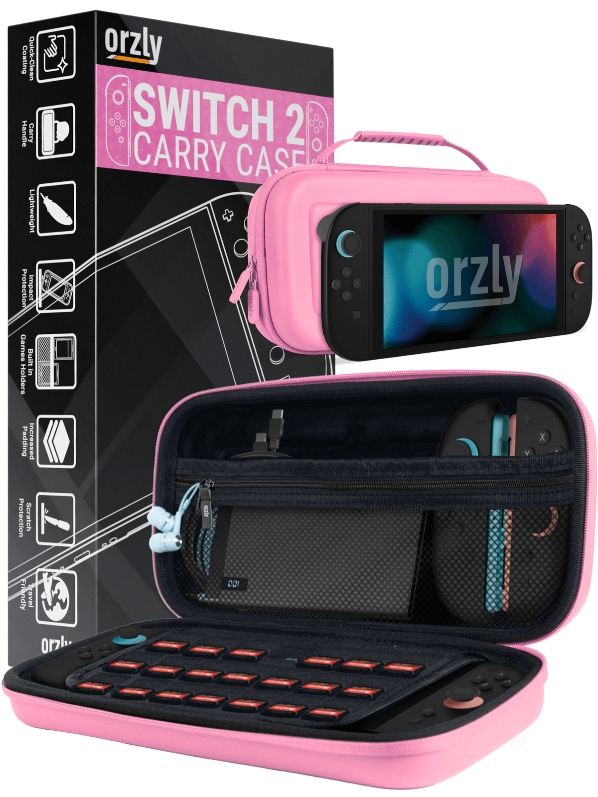 Nintendo Switch 2 (2025) Case with Accessory Storage & Protection - Orzly