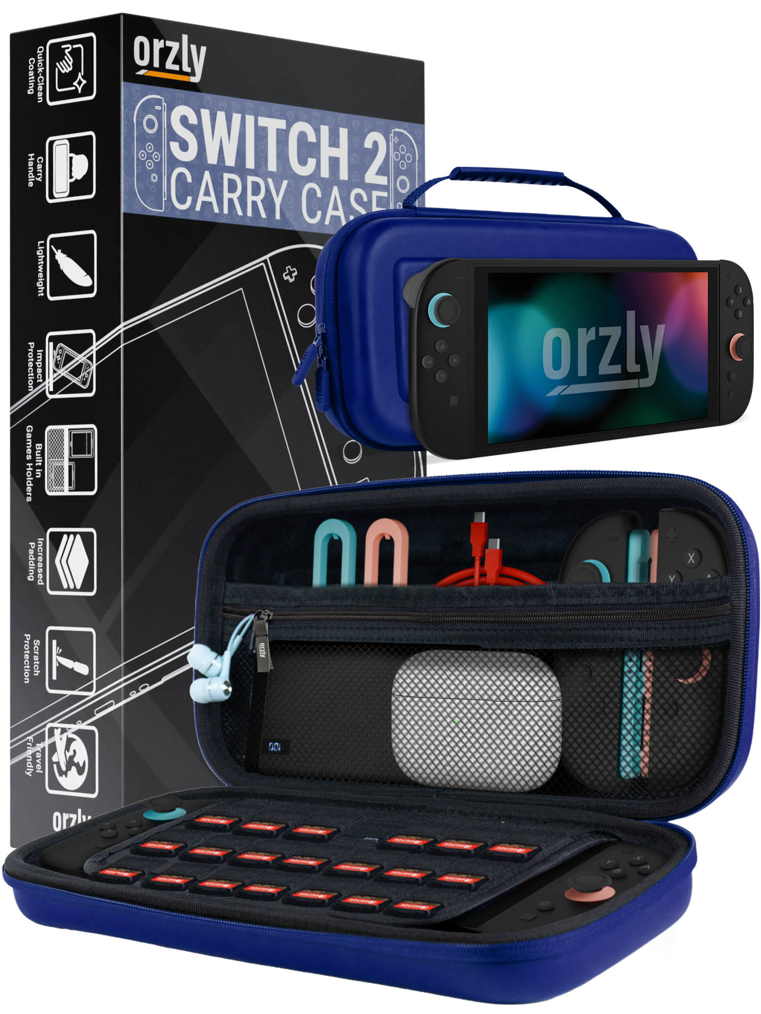 Nintendo Switch 2 (2025) Case with Accessory Storage & Protection - Orzly