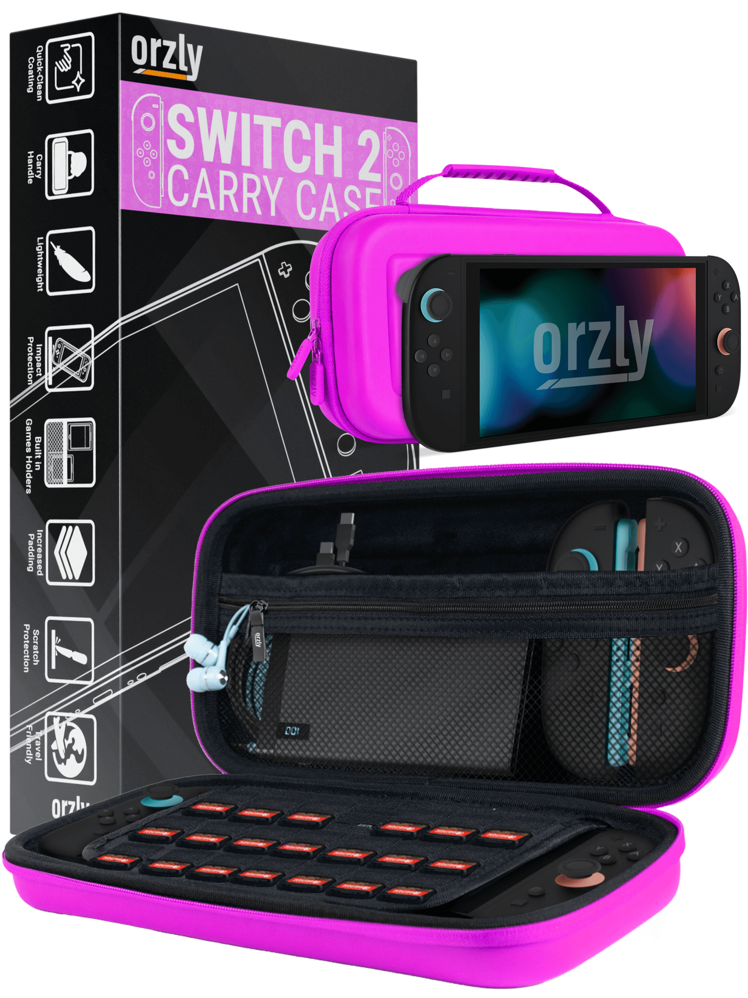 Case for Nintendo Switch 2 Protective Travel Carry Case with Screen Padding, Game Cards & microSD Slots with Zipped & Open Pockets for Console Accessories - Gift Box Edition