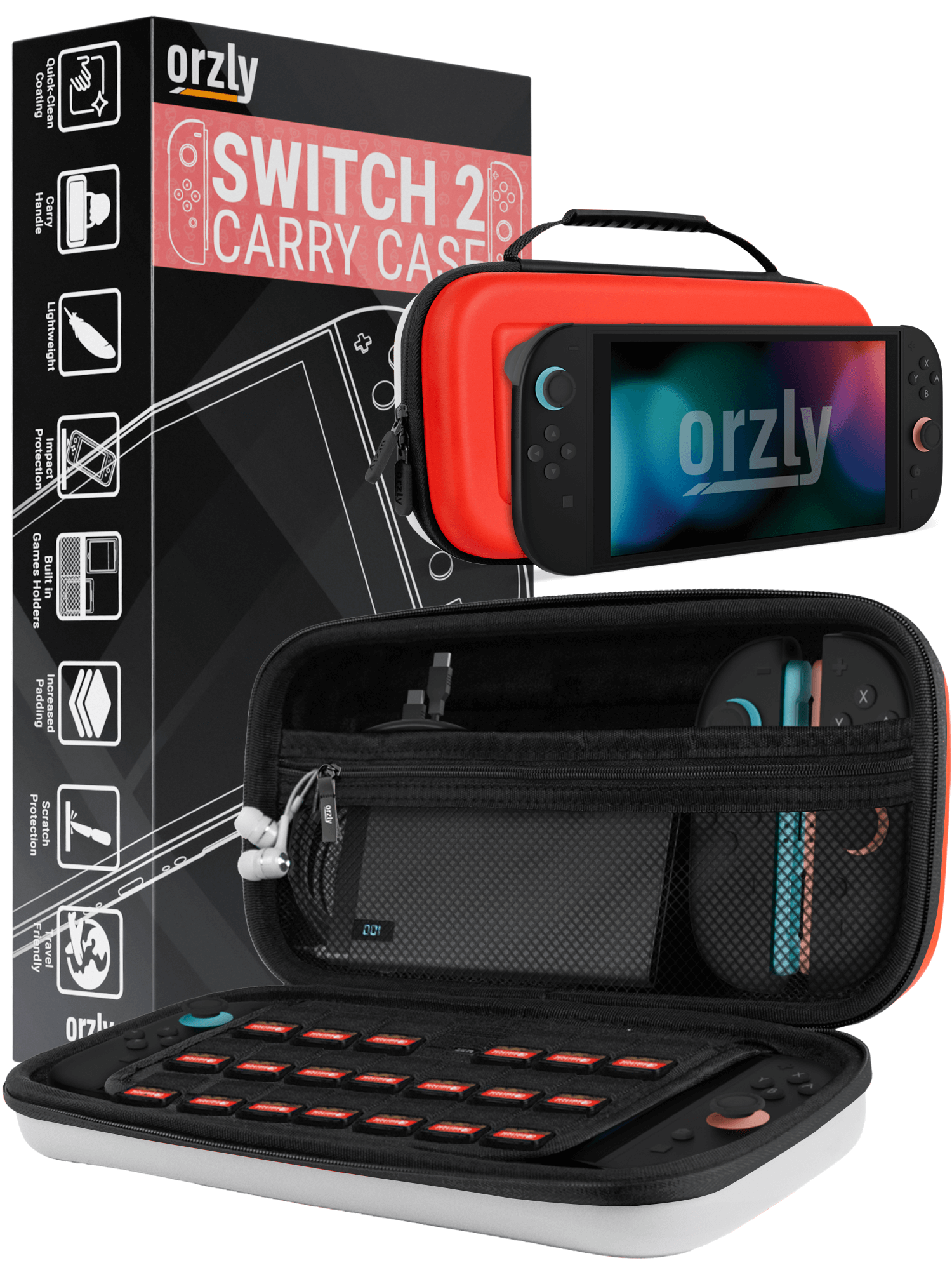 Case for Nintendo Switch 2 Protective Travel Carry Case with Screen Padding, Game Cards & microSD Slots with Zipped & Open Pockets for Console Accessories - Gift Box Edition