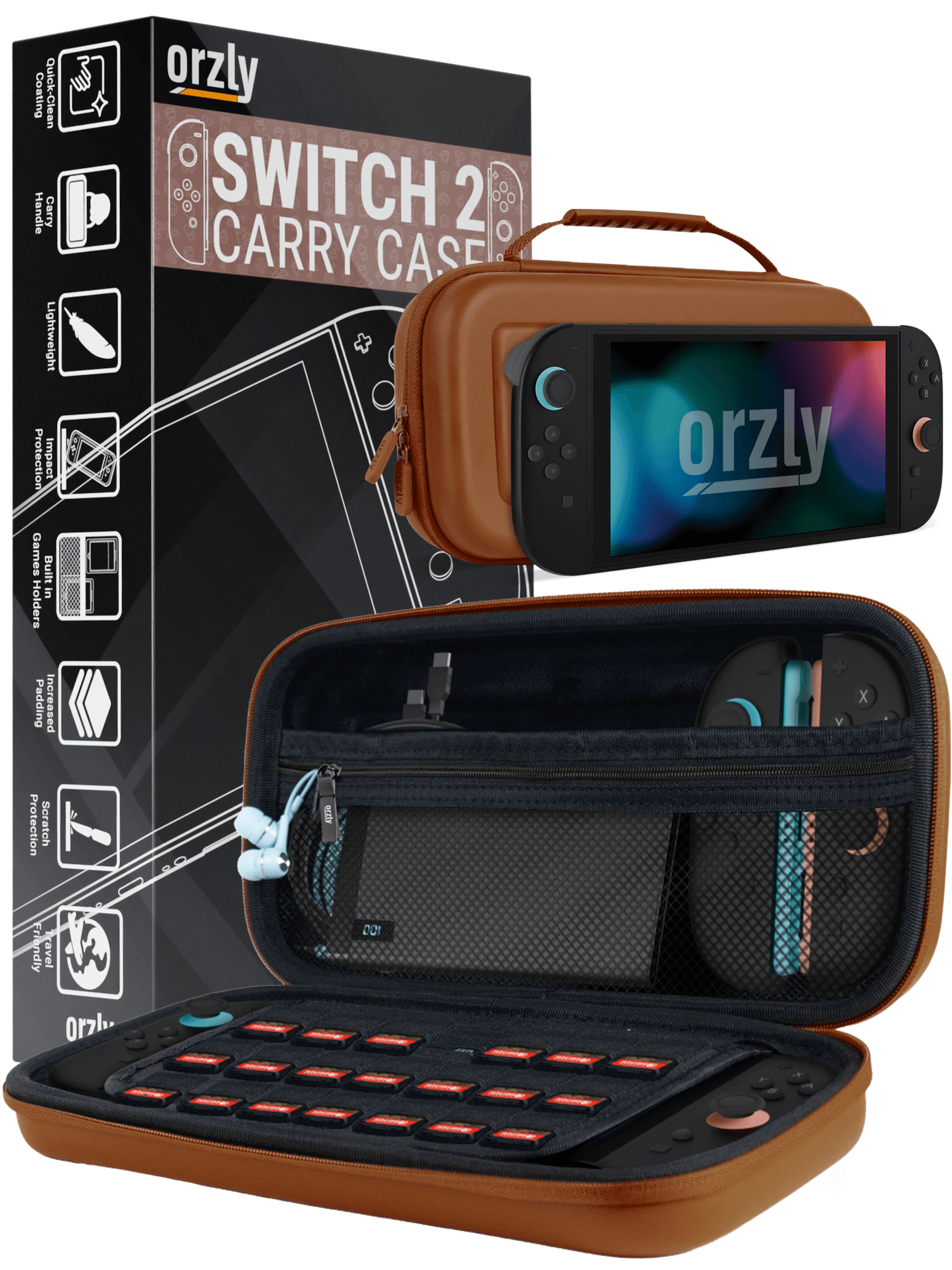 Case for Nintendo Switch 2 Protective Travel Carry Case with Screen Padding, Game Cards & microSD Slots with Zipped & Open Pockets for Console Accessories - Gift Box Edition