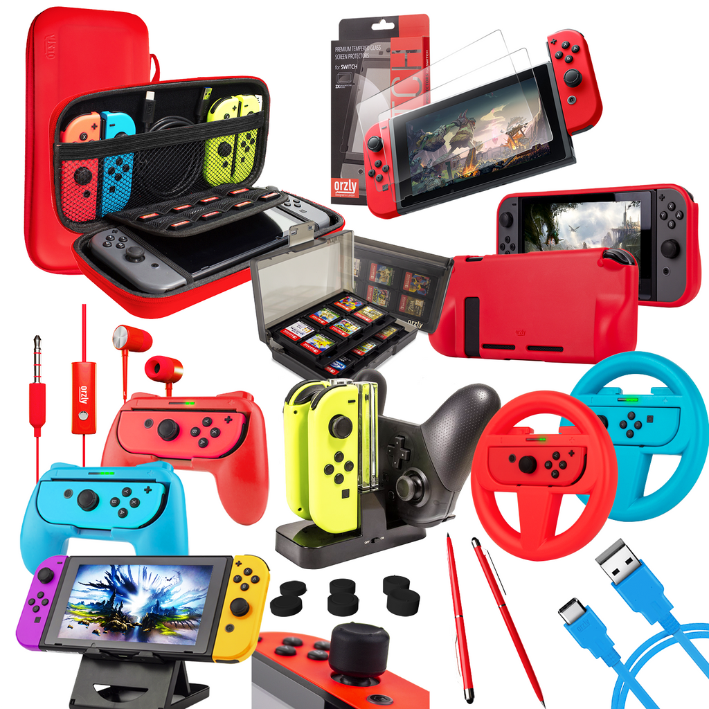 Orzly Accessories Bundle for Switch Geek Pack Case Screen