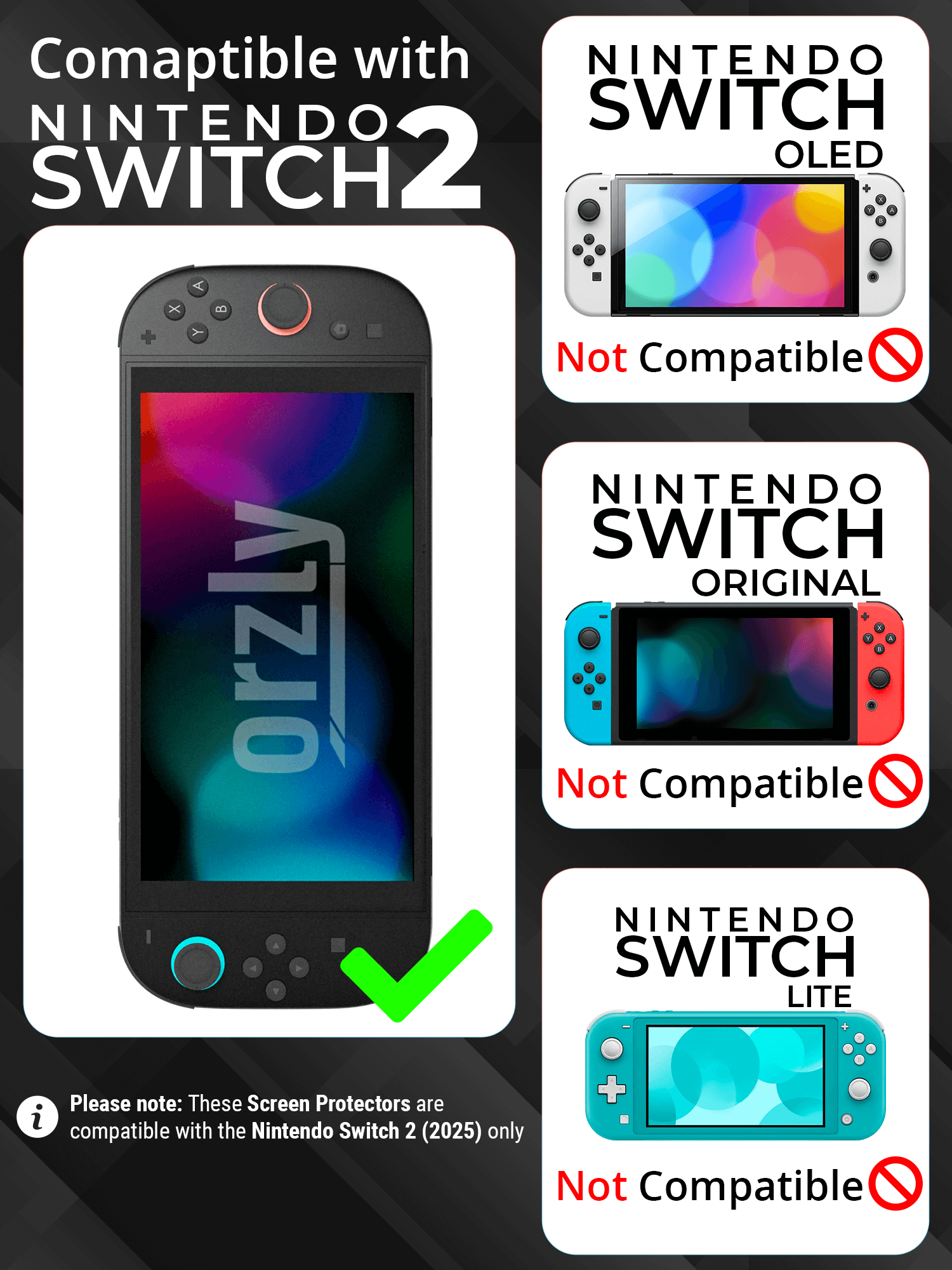 Orzly Nintendo Switch 2 Screen Protectors (4 Pack) – Tempered Glass, 9H ...