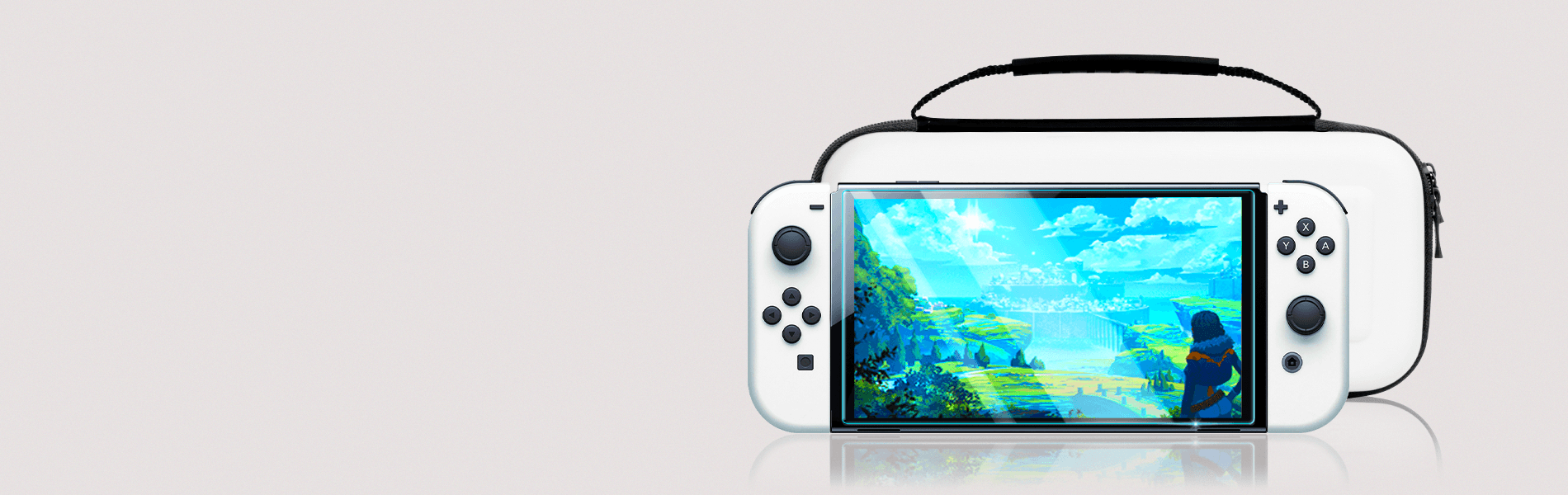 orzly Accessories for Nintendo Switch OLED 2021 accessory gaming console device travel carry case tempered glass screen protector protection for handheld gaming console 