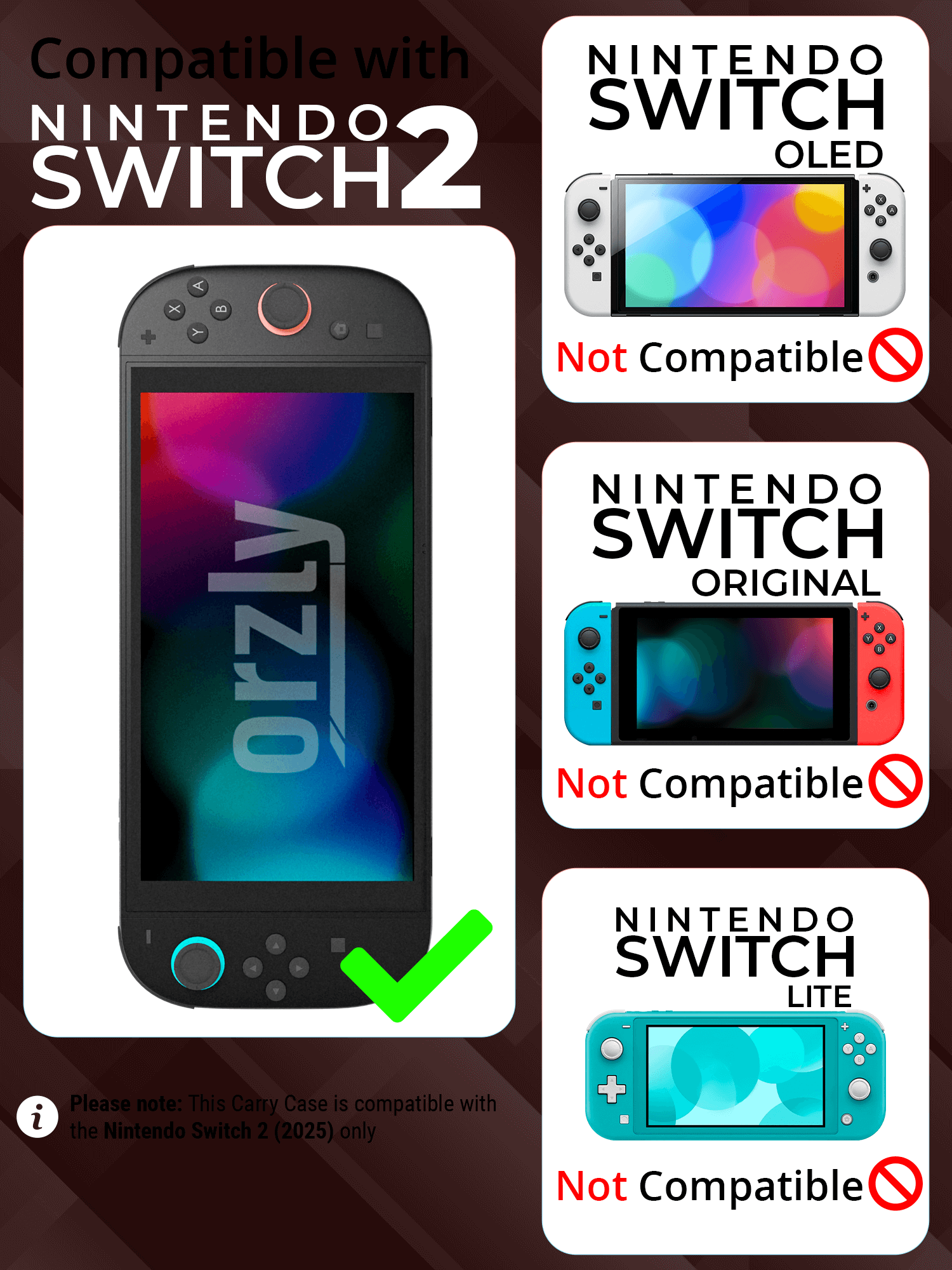 Nintendo Switch 2 (2025) Case with Accessory Storage & Protection - Orzly