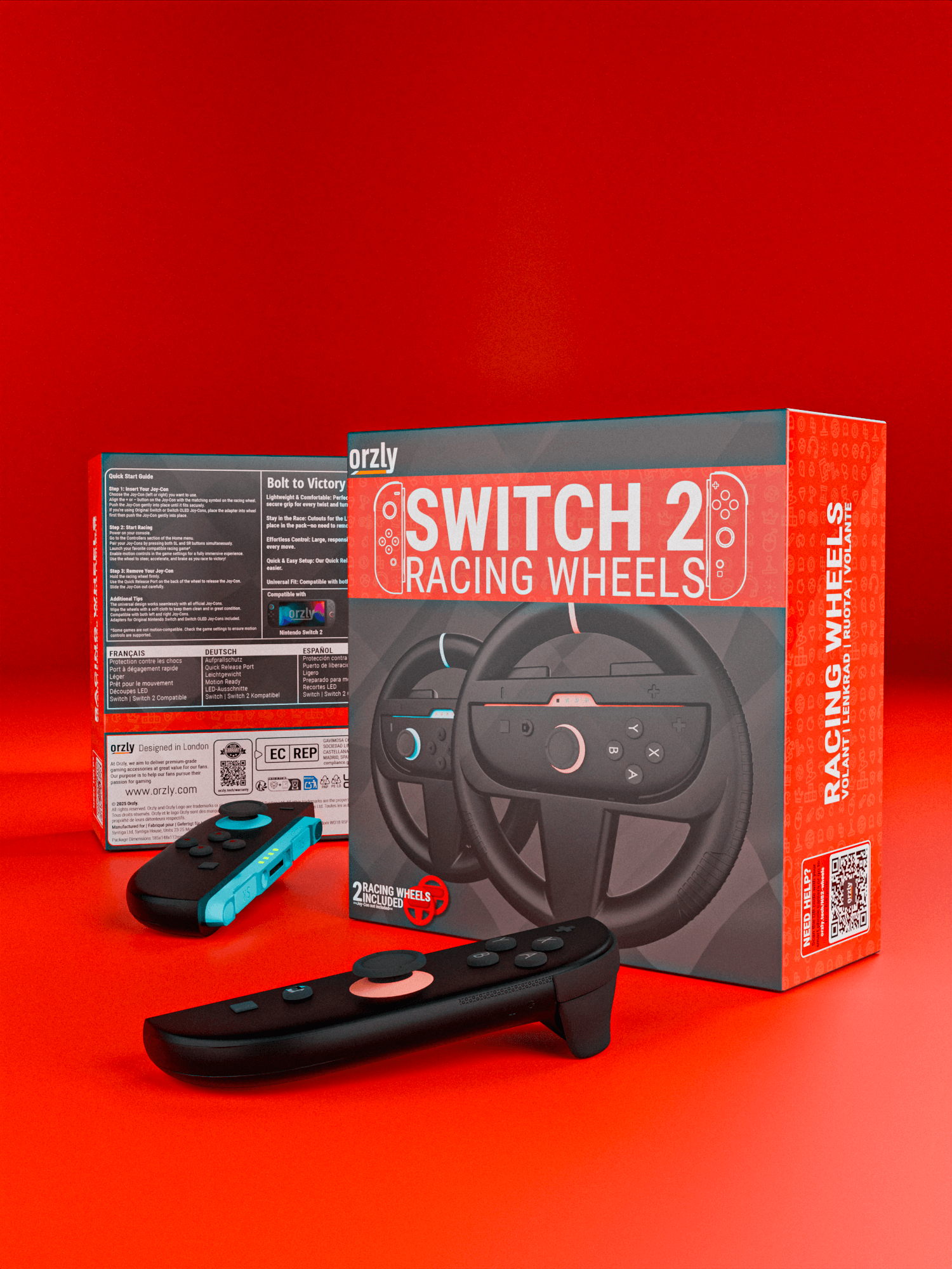 Switch 2 Wheels – Joycon Racing Wheels for Mario Kart World & Mario Kart 8 Deluxe – Steering Wheel Set for Switch 2 – Switch 2 Wheel Controller Add-Ons