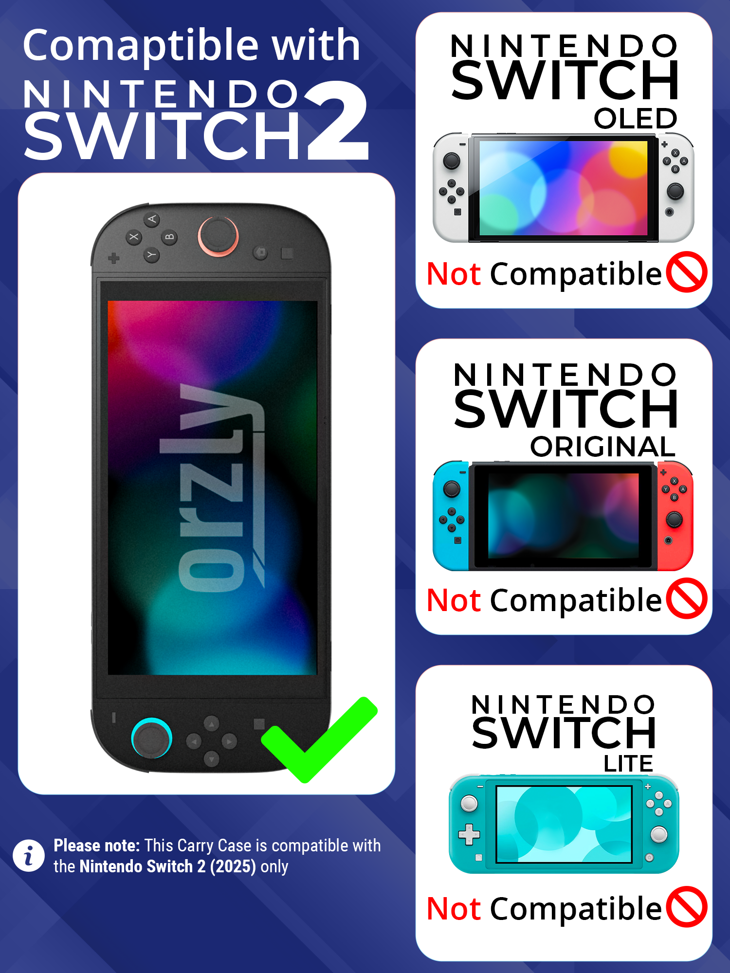 Nintendo Switch 2 (2025) Case with Accessory Storage & Protection - Orzly