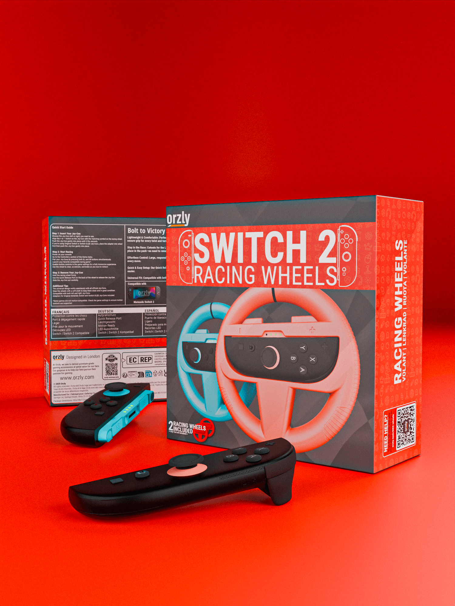 Switch 2 Wheels – Joycon Racing Wheels for Mario Kart World & Mario Kart 8 Deluxe – Steering Wheel Set for Switch 2 – Switch 2 Wheel Controller Add-Ons