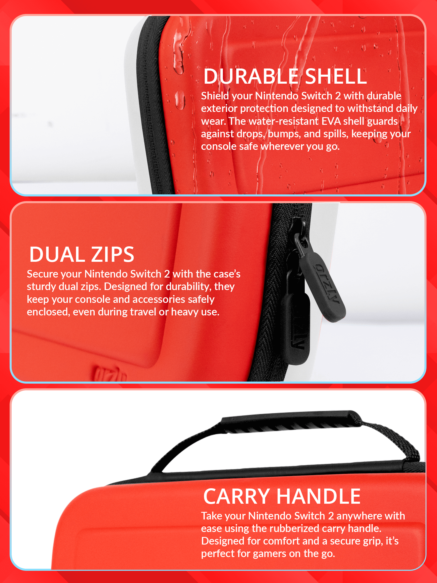 Case for Nintendo Switch 2 Protective Travel Carry Case with Screen Padding, Game Cards & microSD Slots with Zipped & Open Pockets for Console Accessories - Gift Box Edition