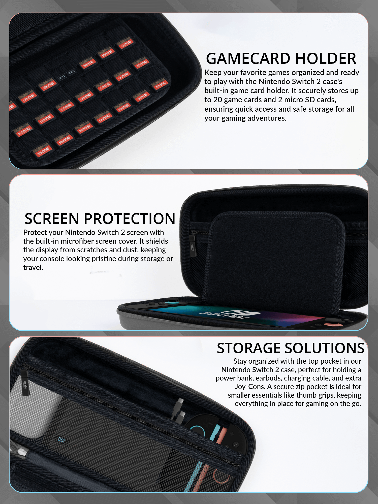 Case for Nintendo Switch 2 Protective Travel Carry Case with Screen Padding, Game Cards & microSD Slots with Zipped & Open Pockets for Console Accessories - Gift Box Edition