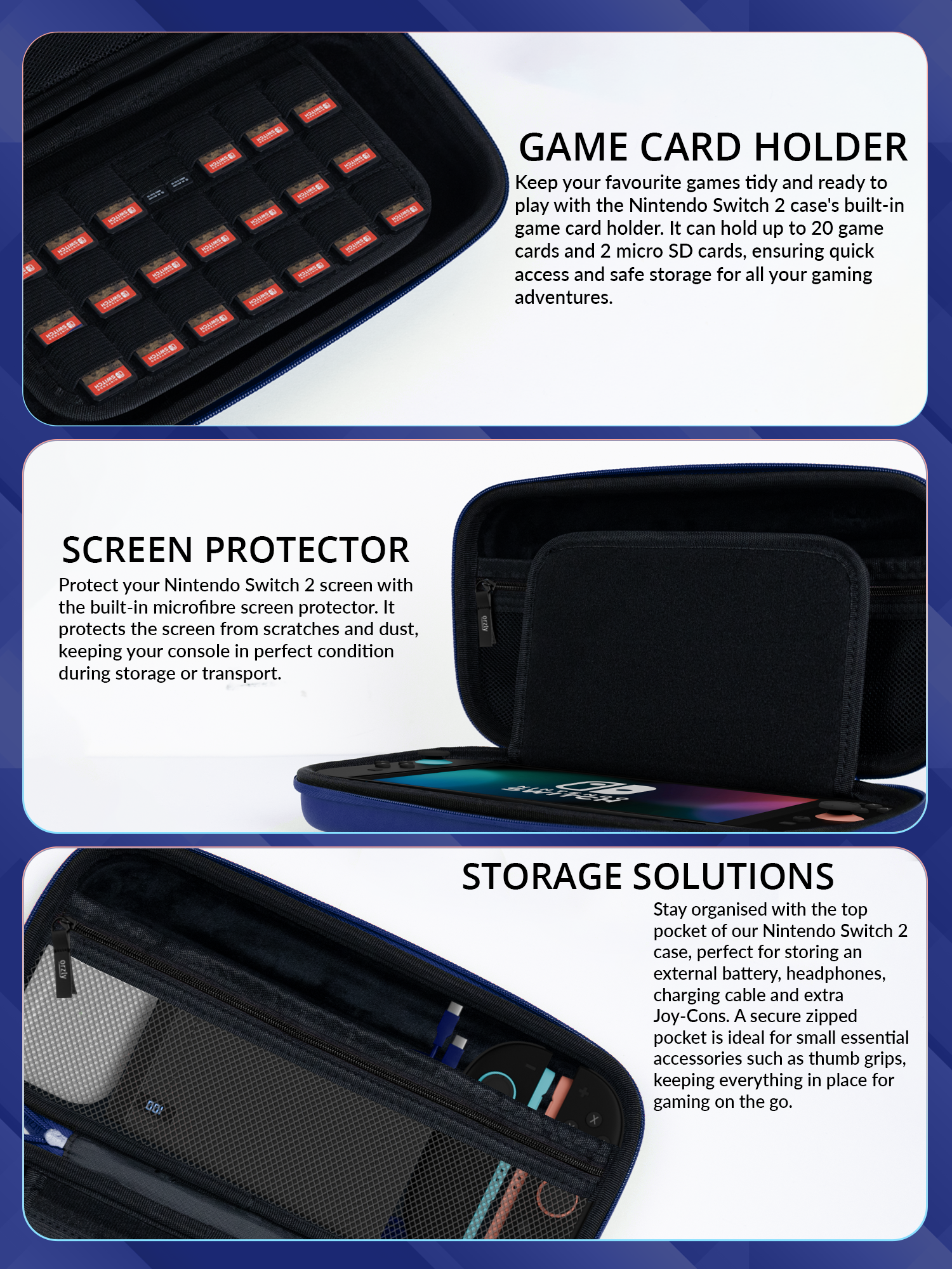 Nintendo Switch 2 (2025) Case with Accessory Storage & Protection - Orzly