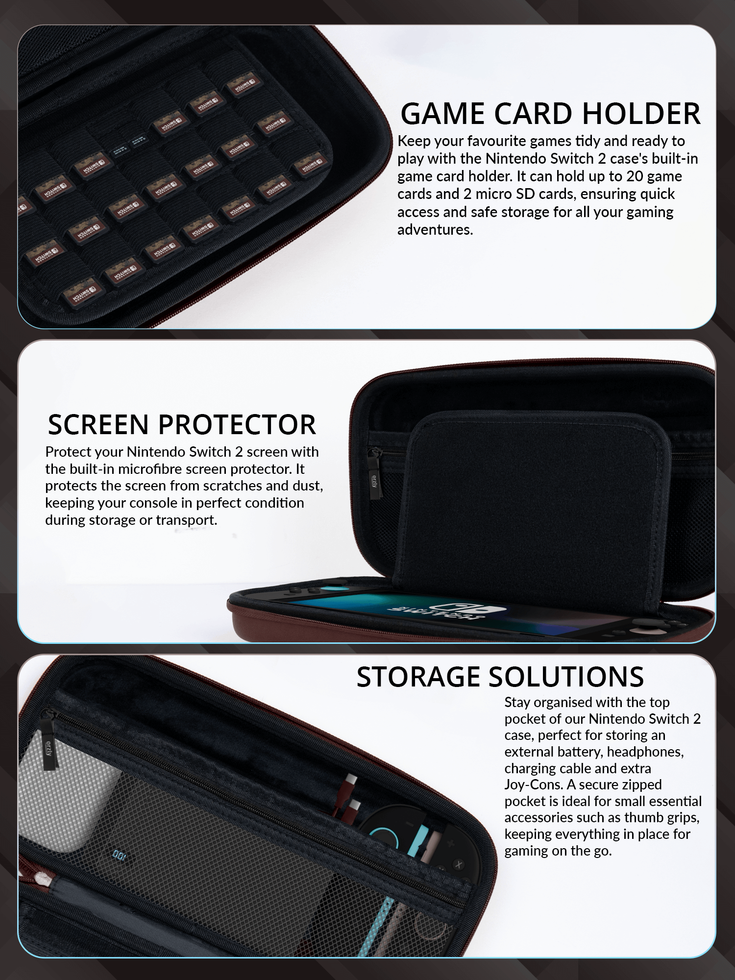 Nintendo Switch 2 (2025) Case with Accessory Storage & Protection - Orzly