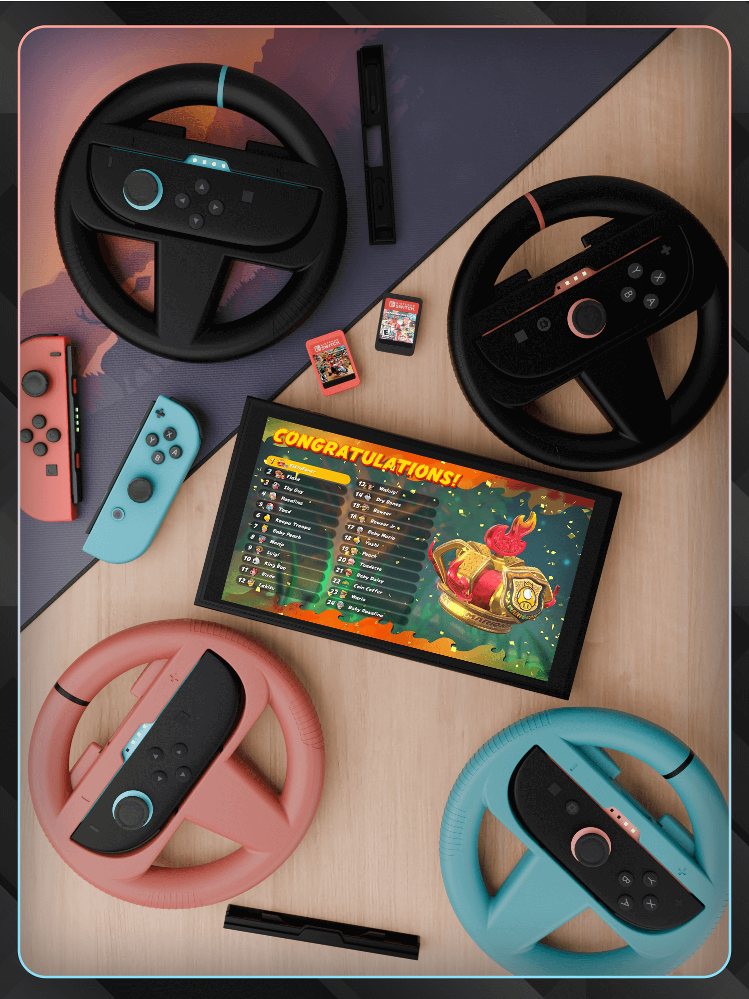 Switch 2 Wheels – Joycon Racing Wheels for Mario Kart World & Mario Kart 8 Deluxe – Steering Wheel Set for Switch 2 – Switch 2 Wheel Controller Add-Ons