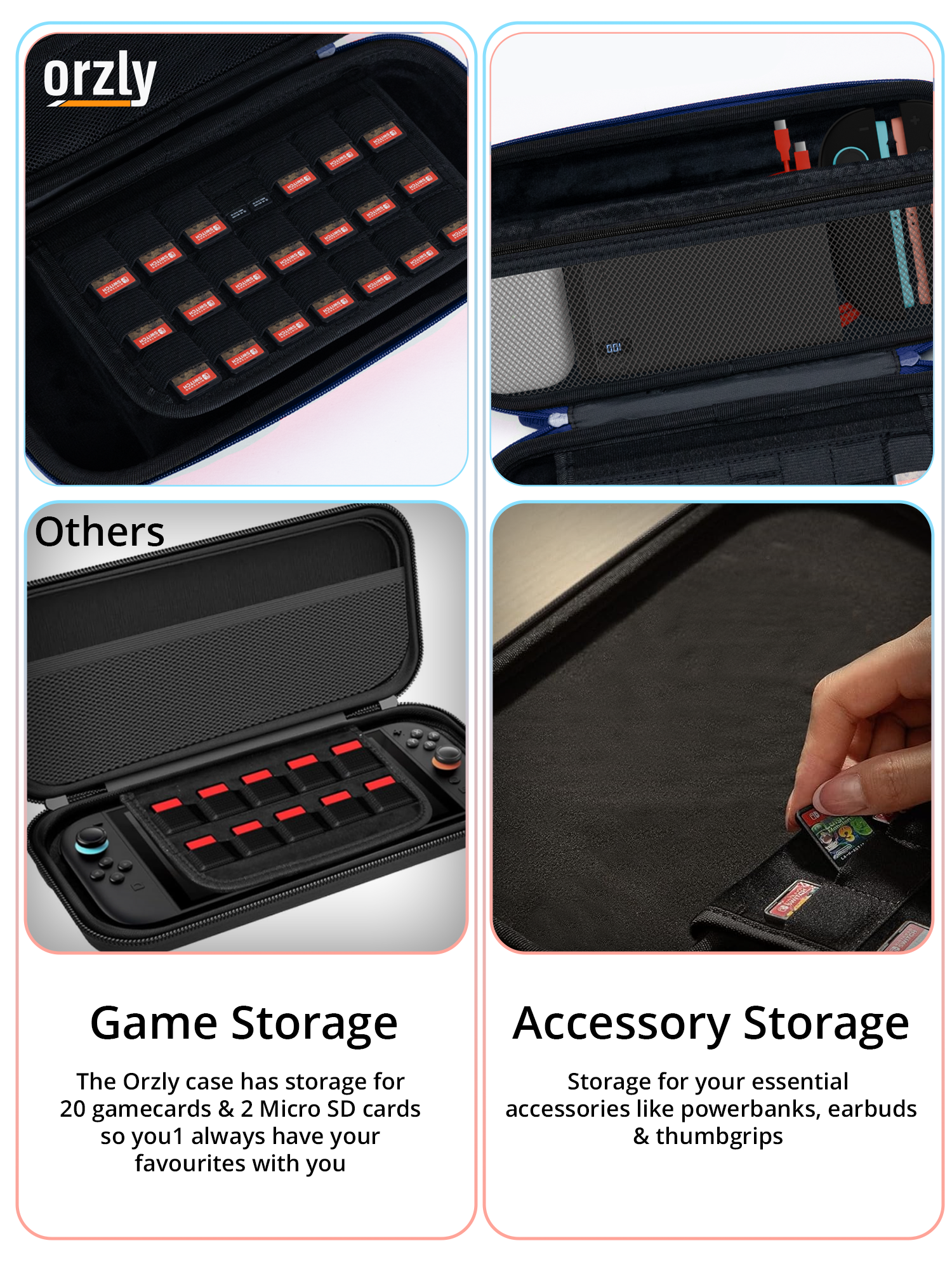 Nintendo Switch 2 (2025) Case with Accessory Storage & Protection - Orzly