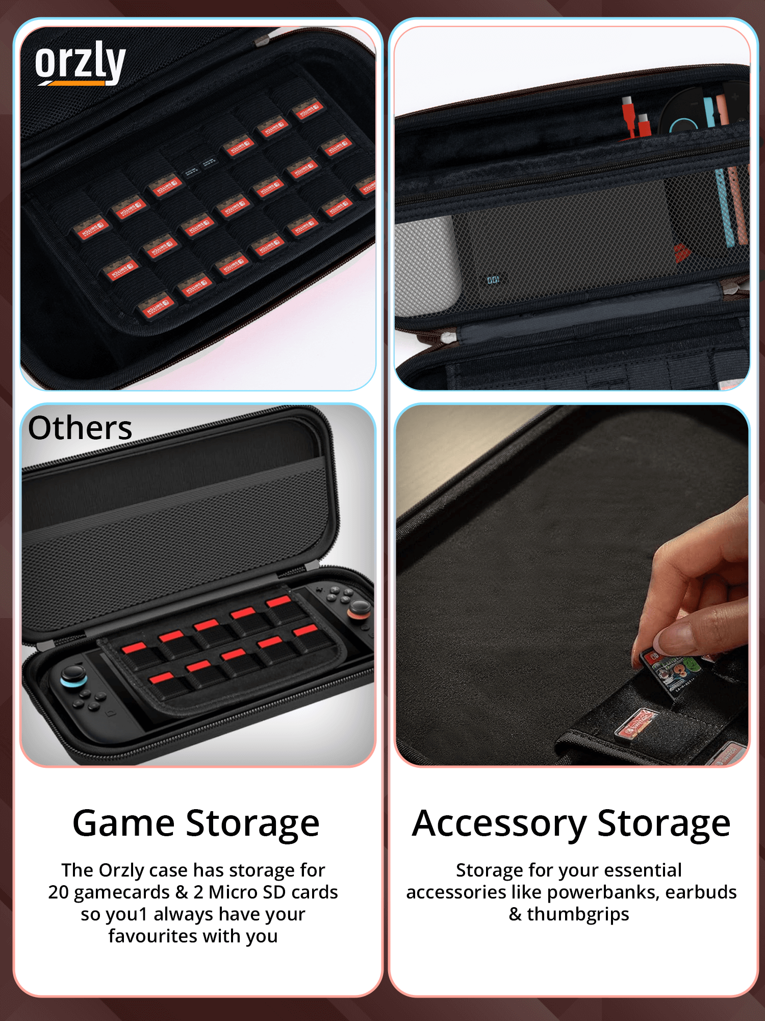 Nintendo Switch 2 (2025) Case with Accessory Storage & Protection - Orzly