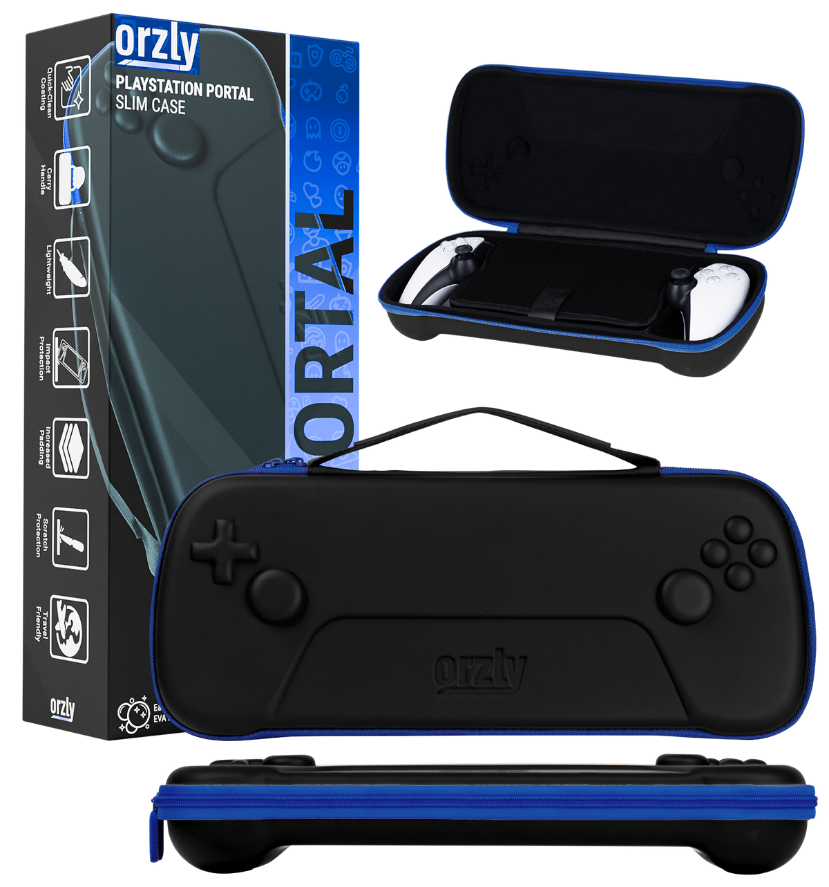 Carry Case Slim made for Playstation Portal Remote player 5 with Smart charge feature for Midnight Blue Portal, Portable Hard Shell Travel case for Console and accessories - Gift box Edition