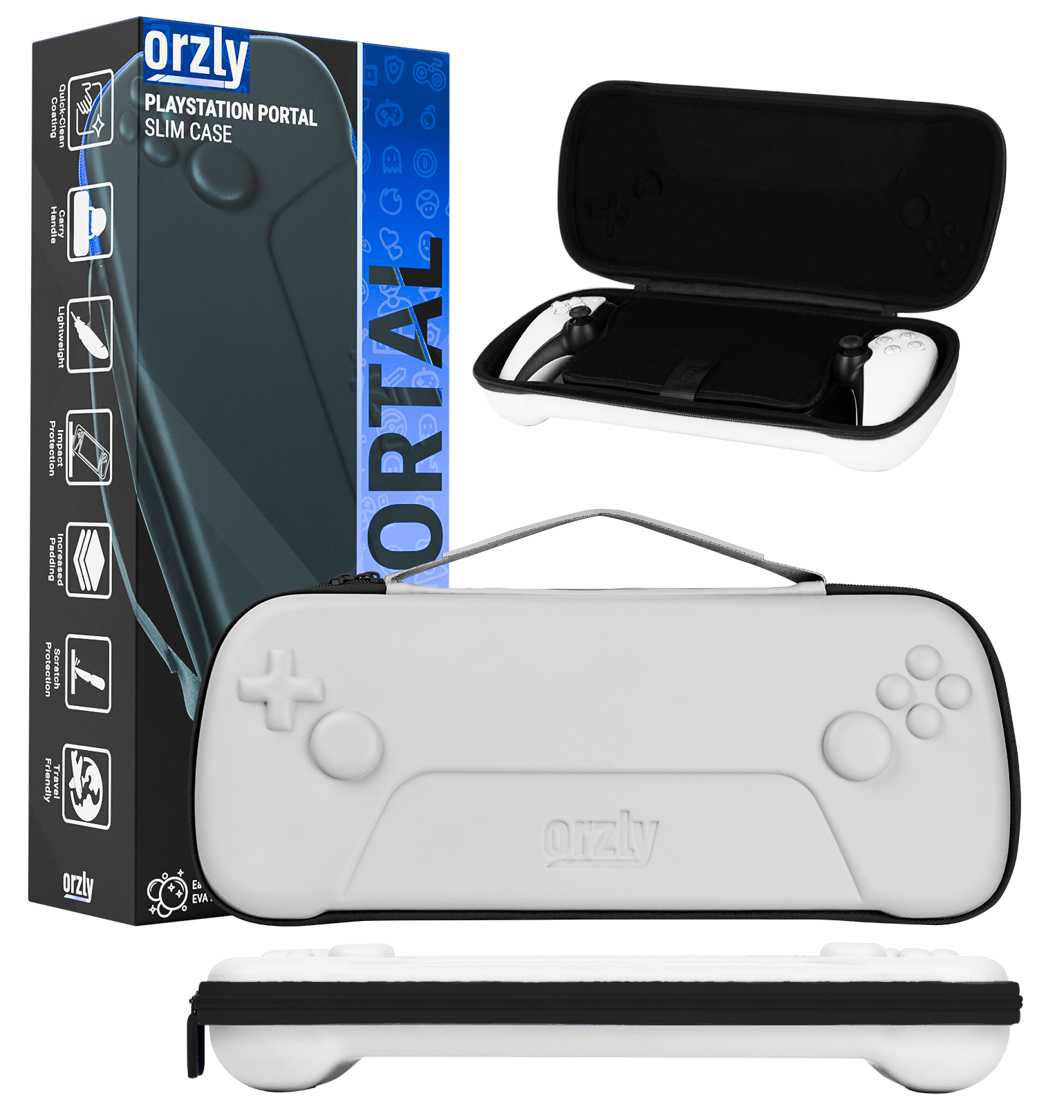 Carry Case Slim made for Playstation Portal Remote player 5 with Smart charge feature for Midnight Blue Portal, Portable Hard Shell Travel case for Console and accessories - Gift box Edition