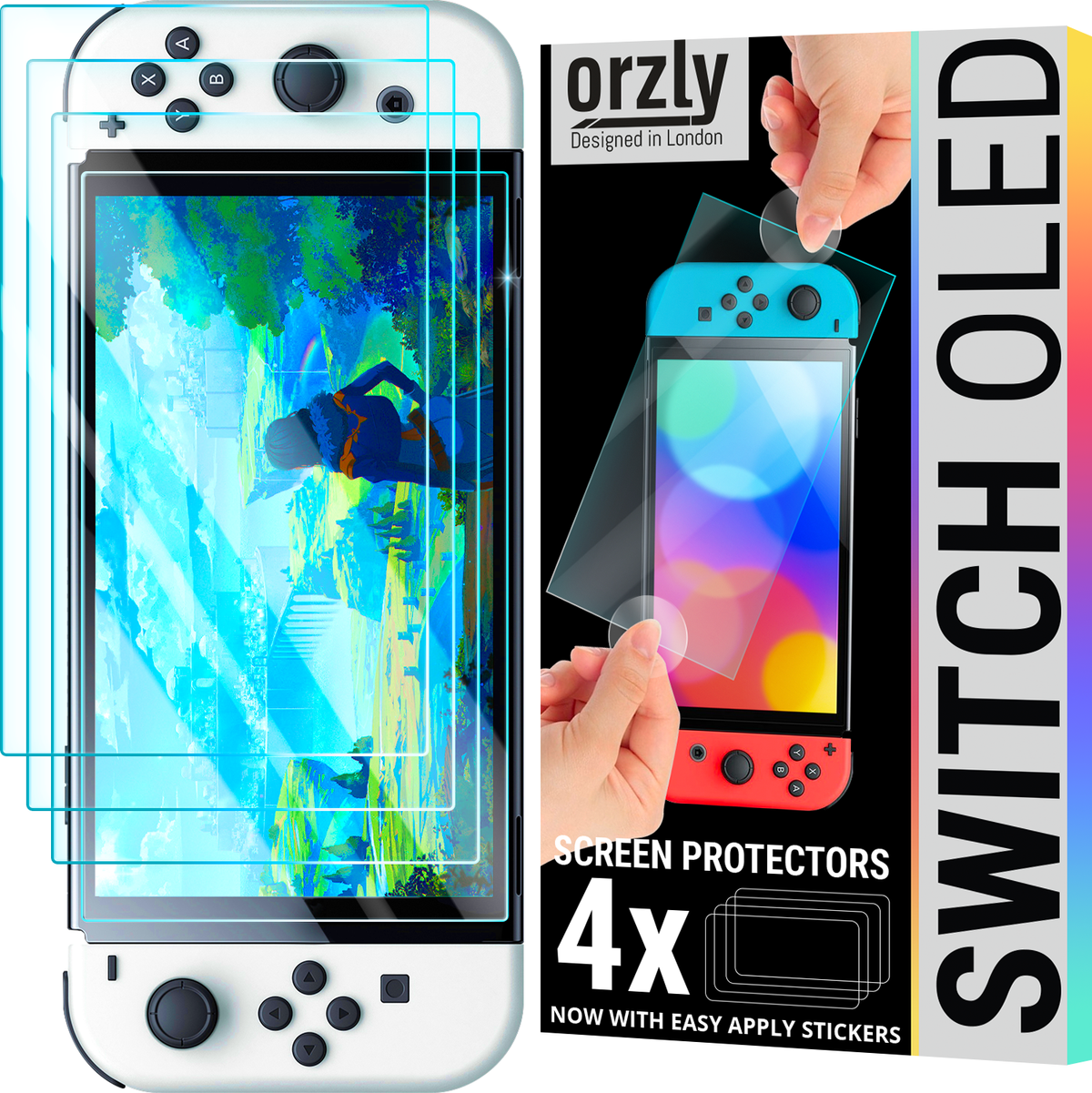 Tempered Glass Screen Protector for Nintendo Switch OLED - Orzly