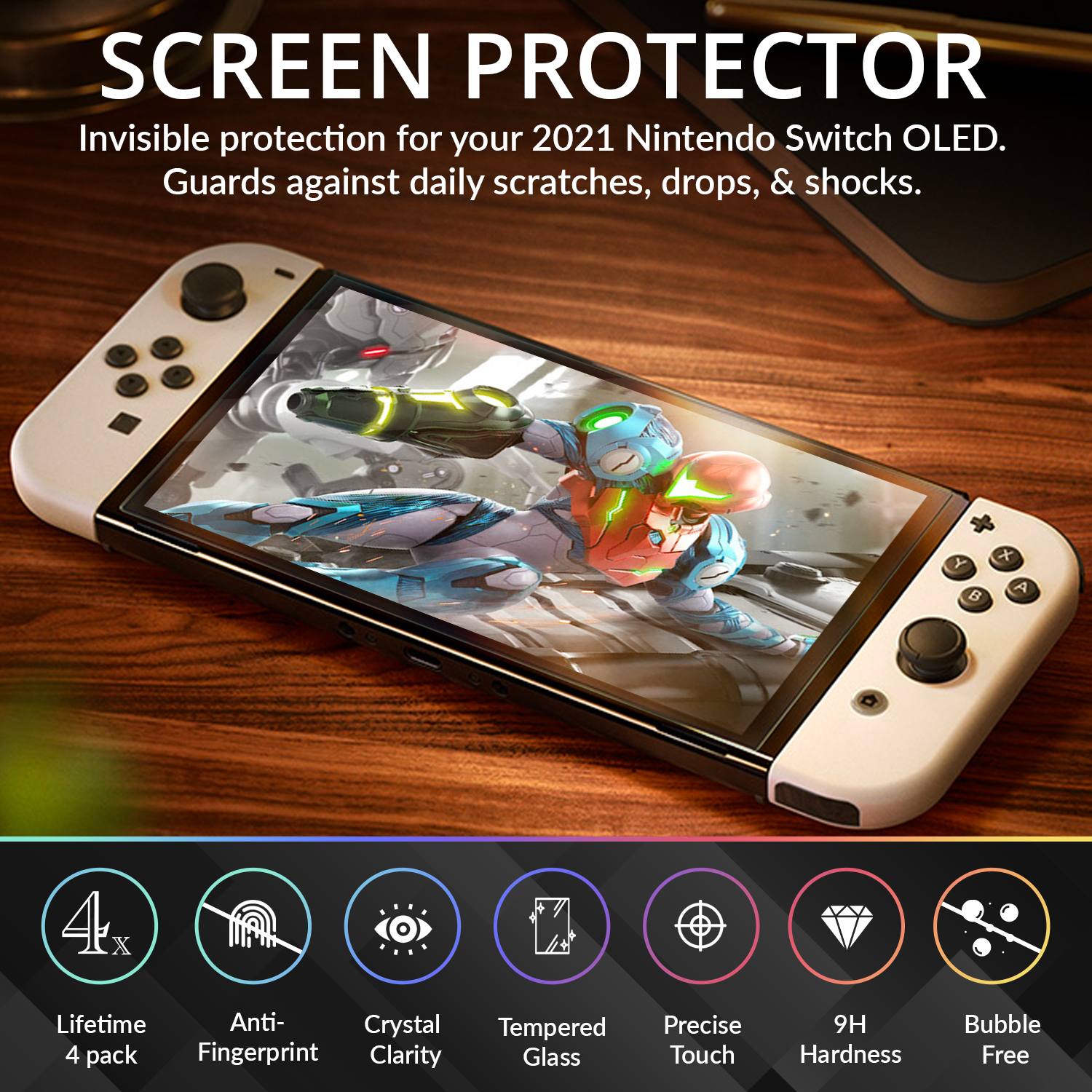 Tempered Glass Screen Protector for Nintendo Switch OLED - Orzly