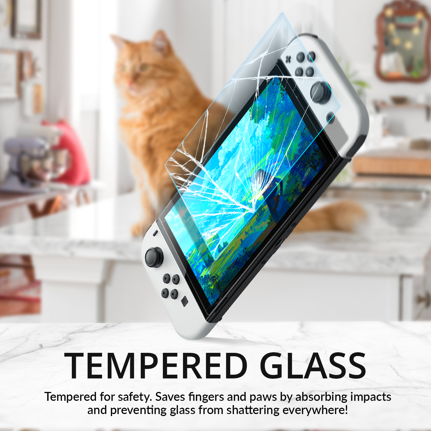 Tempered Glass Screen Protector for Nintendo Switch OLED - Orzly