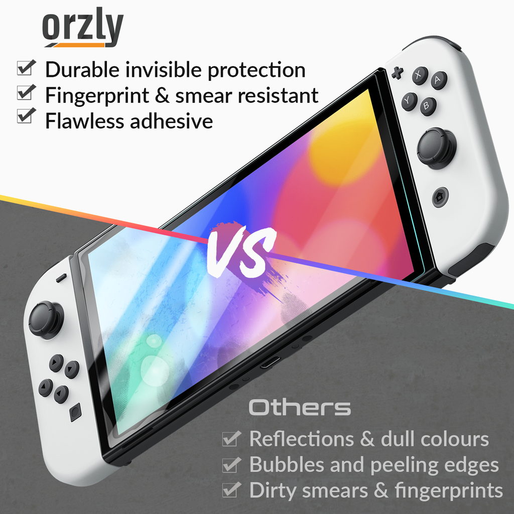  Orzly Glass Screen Protector for Nintendo Switch OLED 2023  Console Accessories (Pack of 4) - Tempered Glass Life time Edition` : Video  Games