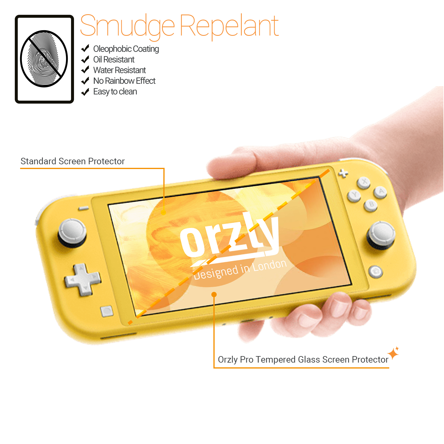 Nintendo Switch Lite Tempered Glass Screen Protector - Orzly