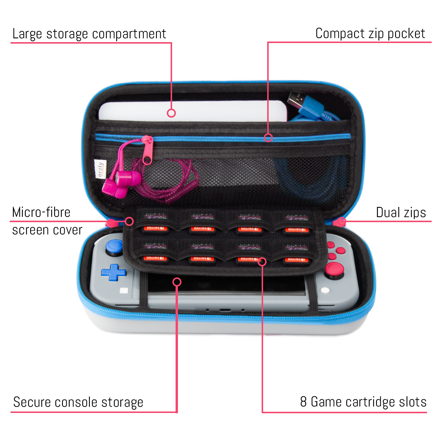 Carry Case for Nintendo Switch Lite - Orzly