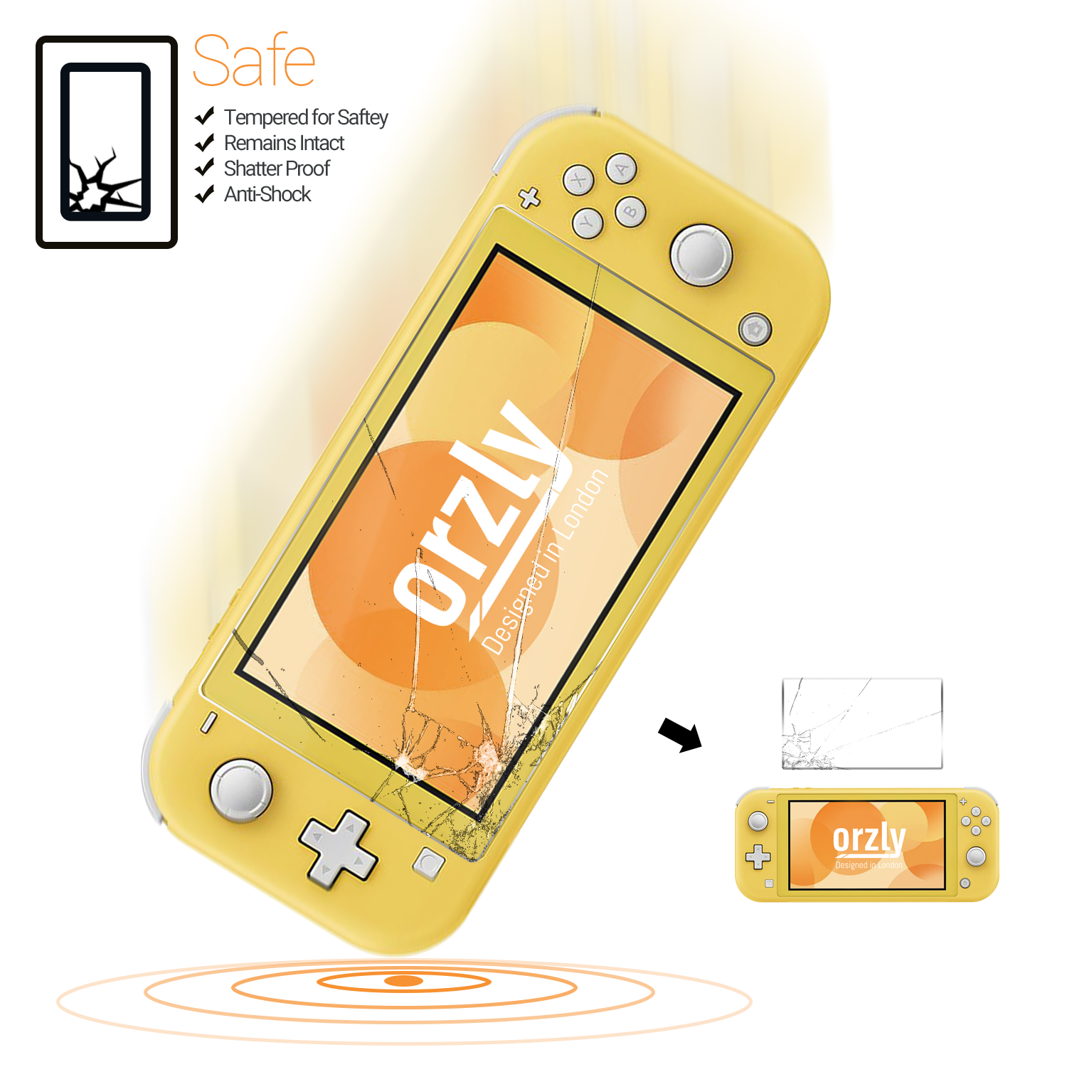 Nintendo Switch Lite Tempered Glass Screen Protector - Orzly