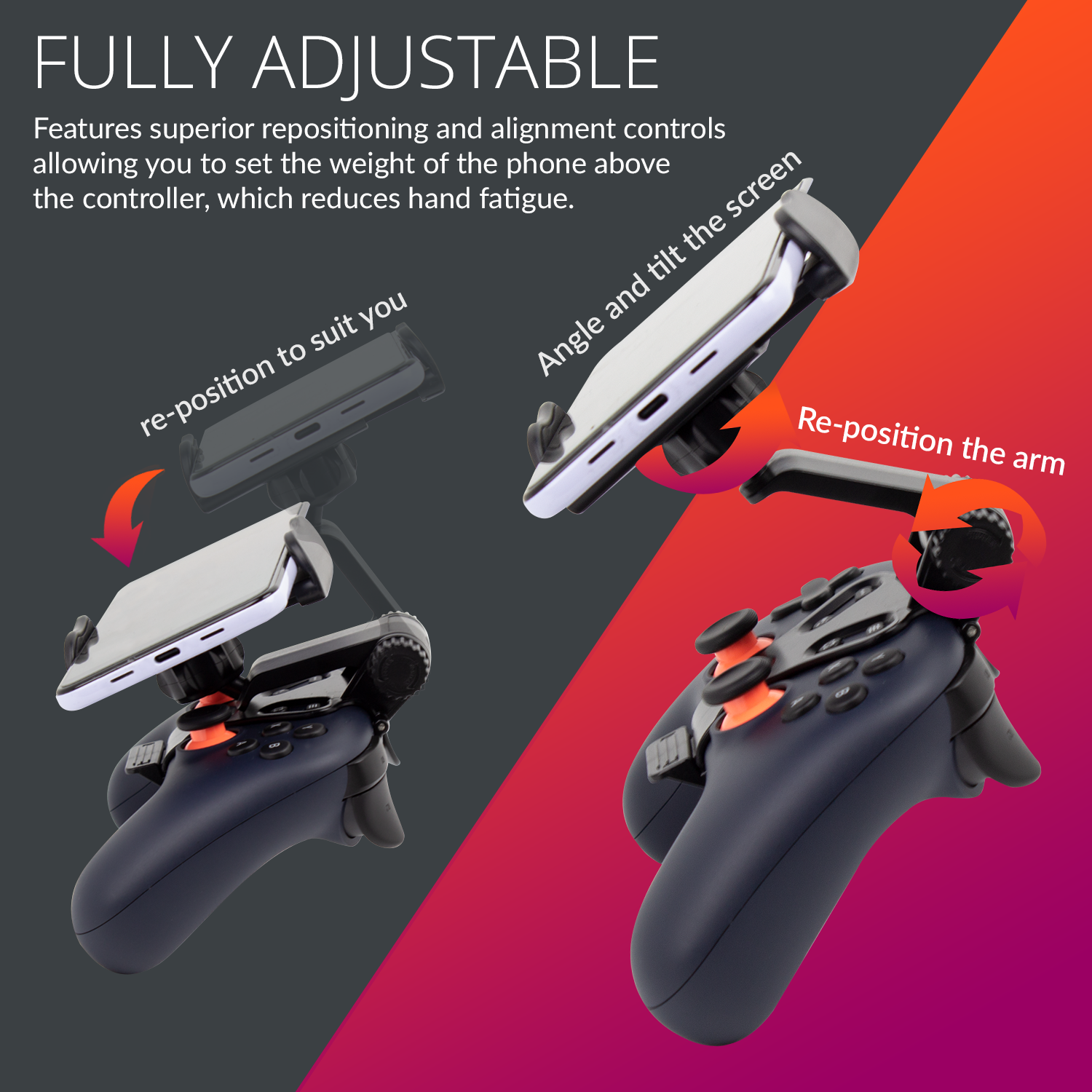 Orzly Clip on Phone Mount Claw Grip for Portable Google Stadia Controller Gaming - Orzly