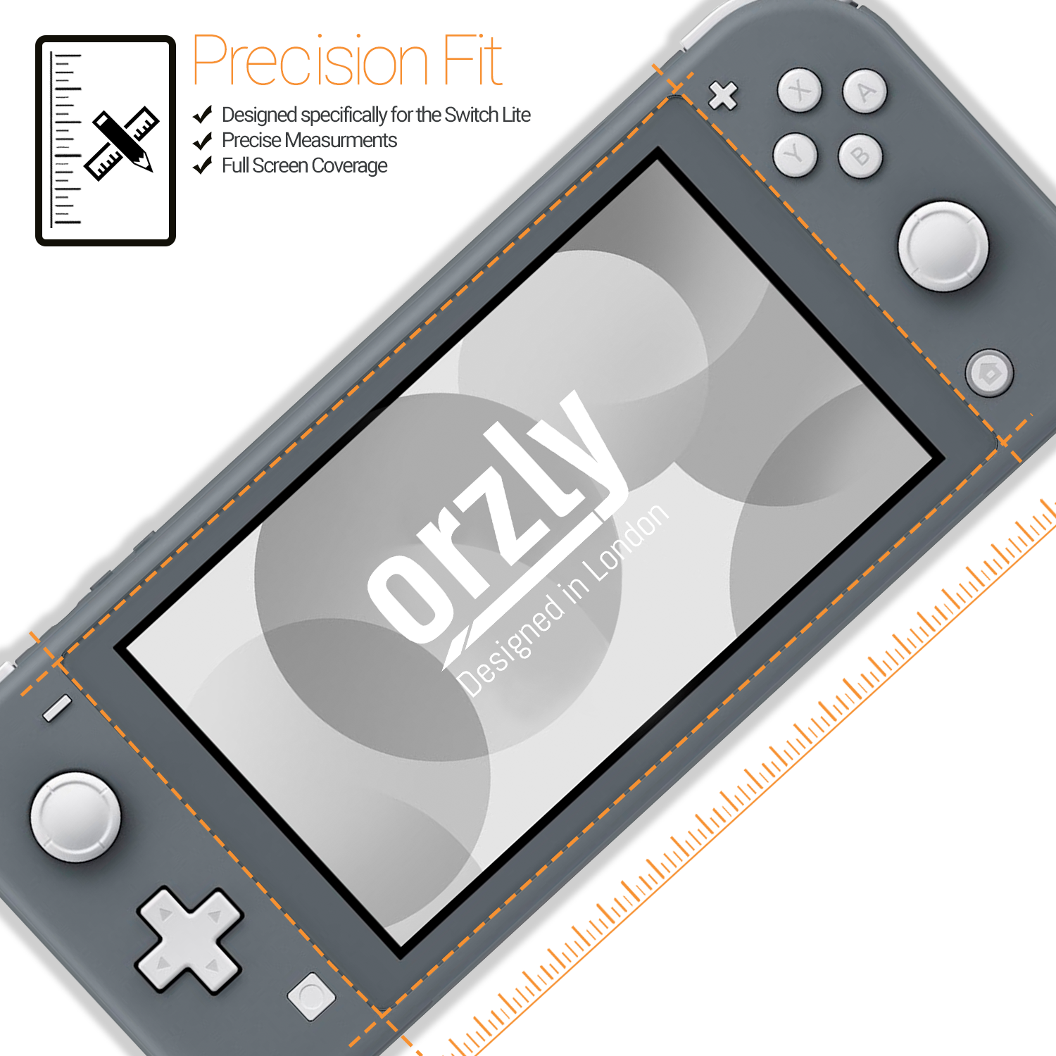 Nintendo Switch Lite Tempered Glass Screen Protector - Orzly