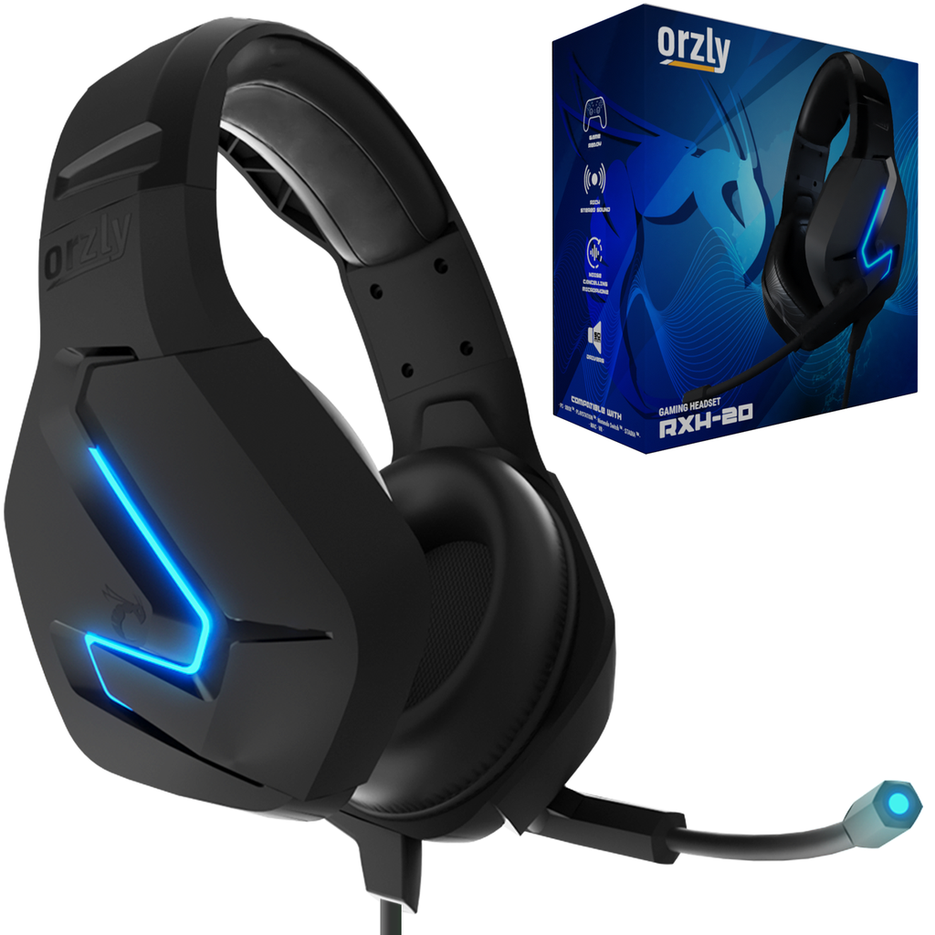 onn. PlayStation Wired Video Game Headset with 3.5mm Connector,  Flip-to-Mute Mic, Cooling Gel Earpads and 50mm Speakers - Black and Blue