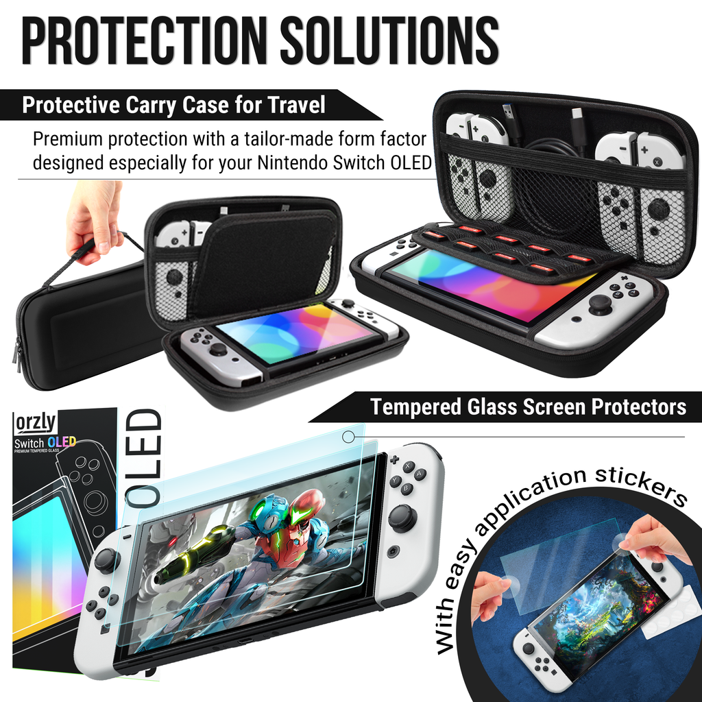 Switch Accessories Bundle for Nintendo Switch: Carrying Case, Screen  Protector, Joycon Grips, Steering Wheels, Charging Dock, Playstand, Comfort