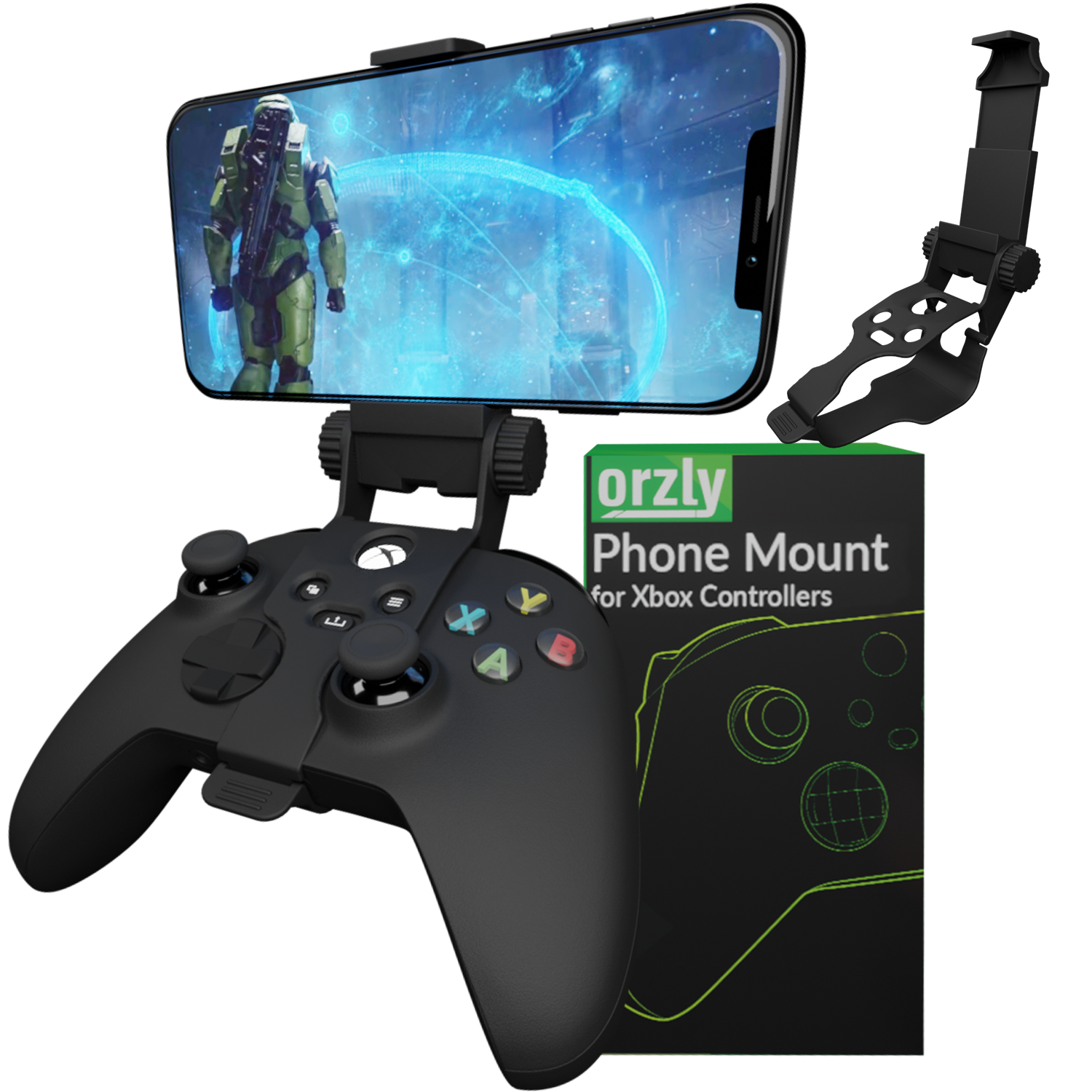 Xbox Series X Controller Mobile Gaming Clip, Xbox Controller Phone Mount Adjustable Phone Holder Clamp Compatible with Xbox Series X|S, Xbox One, Xbox One S, Xbox One X - Orzly