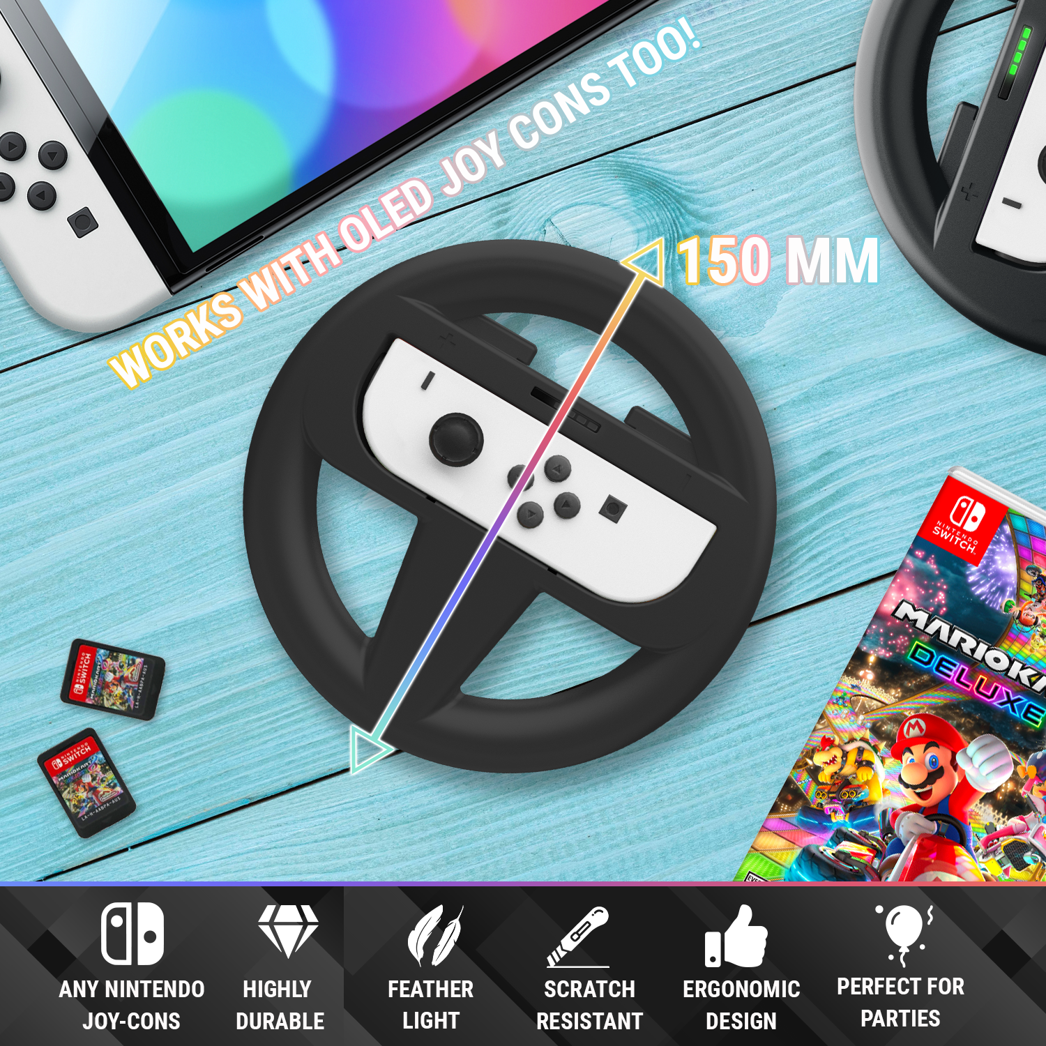 JoyCon Racing Wheels for Nintendo Switch - Orzly