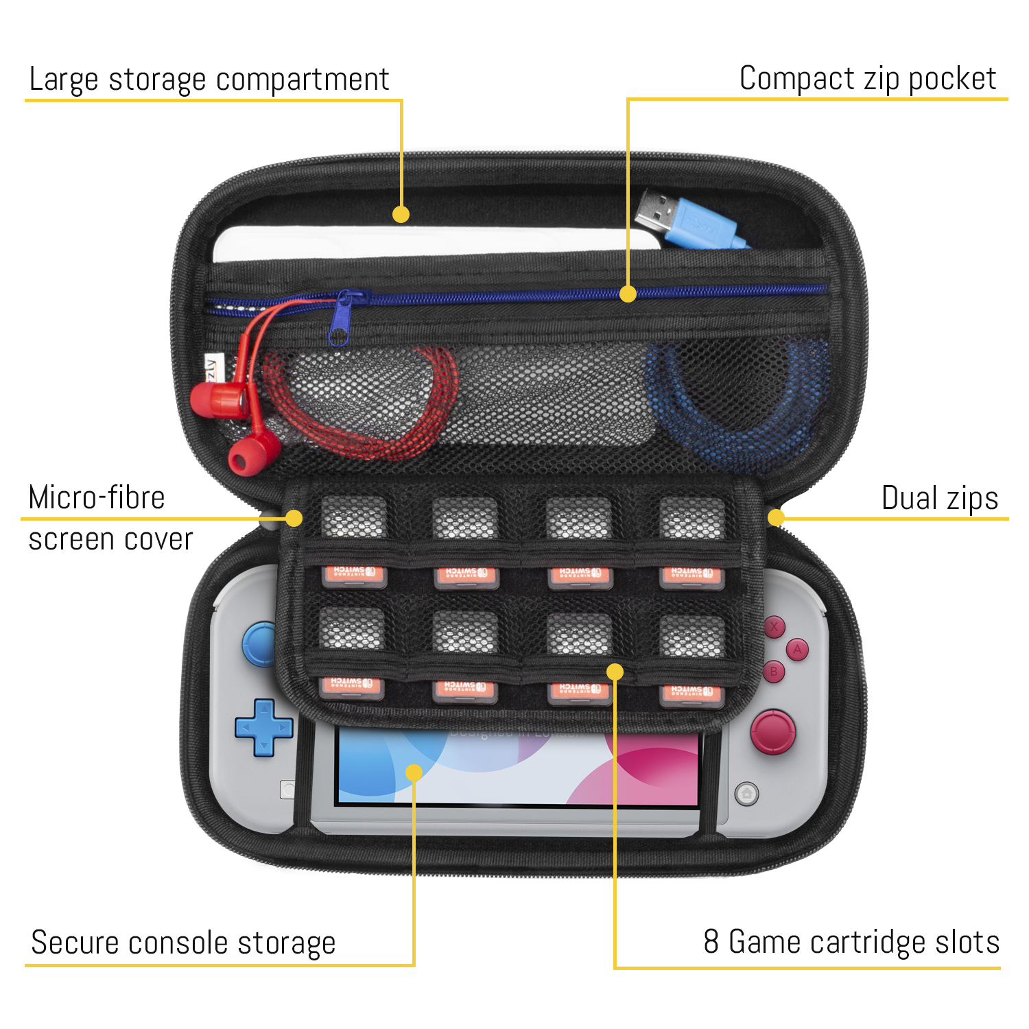 Carry Case for Nintendo Switch Lite - Orzly