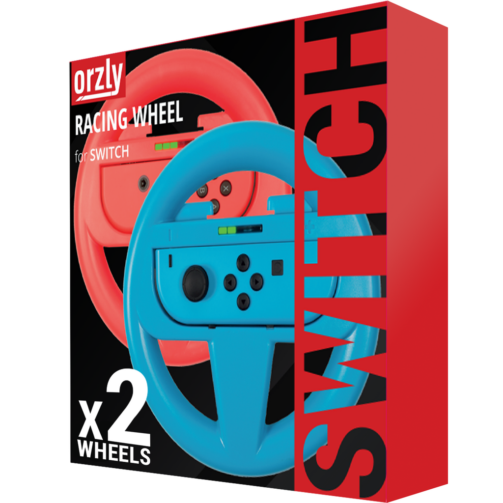 Orzly 2 x Lenkräder für Nintendo Switch – 2 x schwarzes Lenkrad