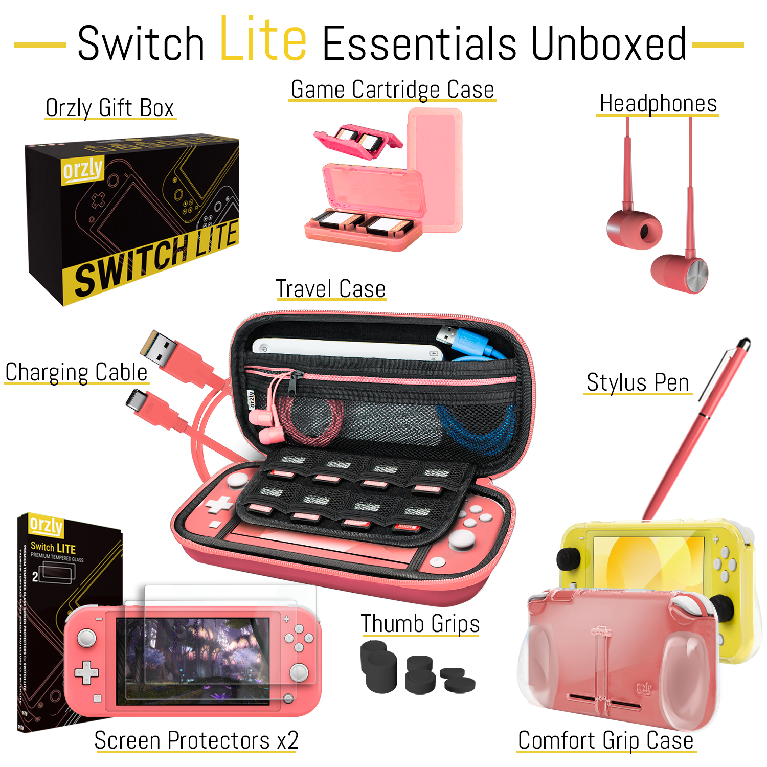 Nintendo Switch Lite Essential Pack | Orzly Deluxe Bundle | £34.99 Nintendo Switch Lite Essential Pack | Orzly Deluxe Bundle | £34.99