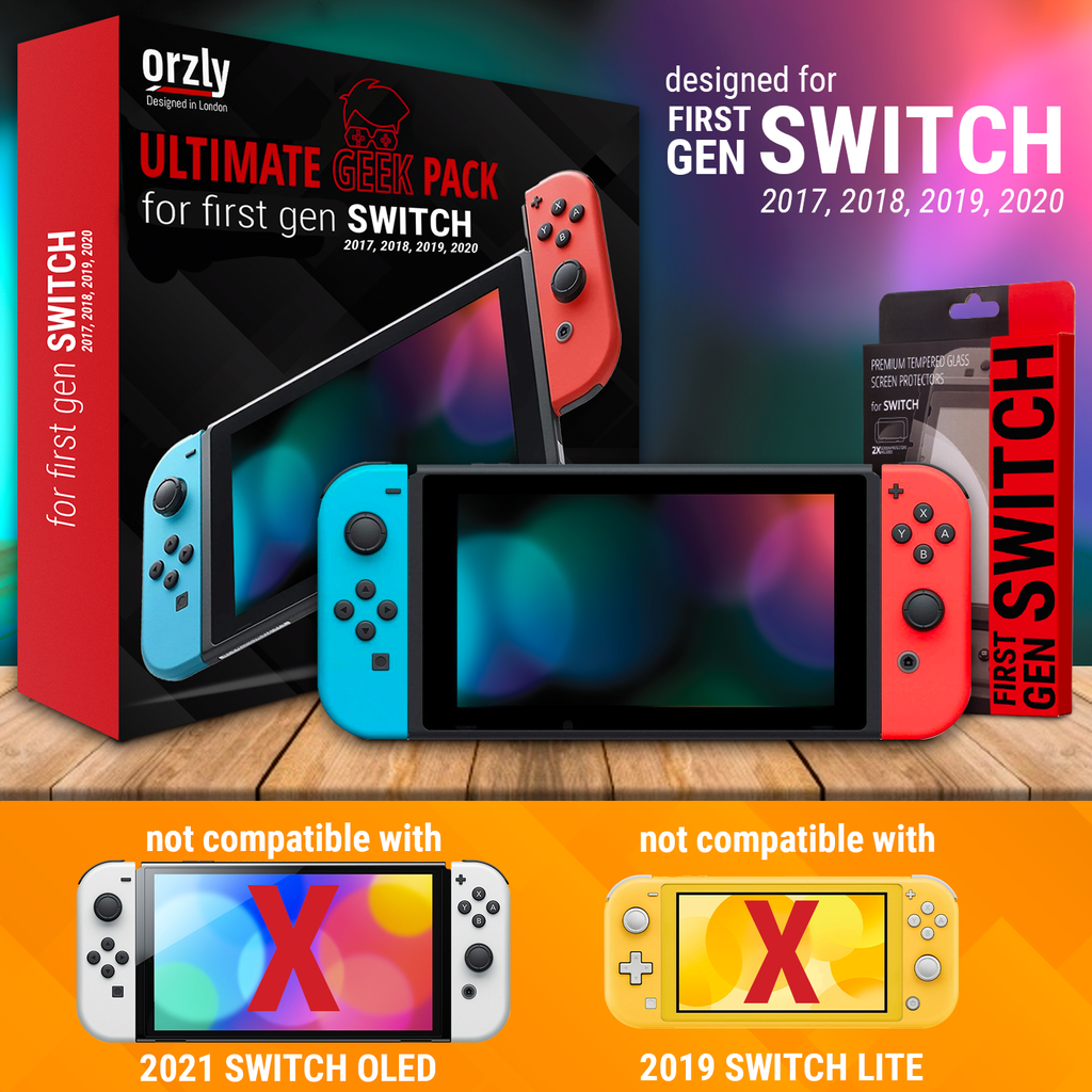  Orzly Accessories Kit Bundle Compatible with Nintendo Switch  OLED Console (NOT 2017 Edition Compatible) Ultimate Geek Pack with Case and  Screen Protector and Much More - Ice White Gift Boxed 