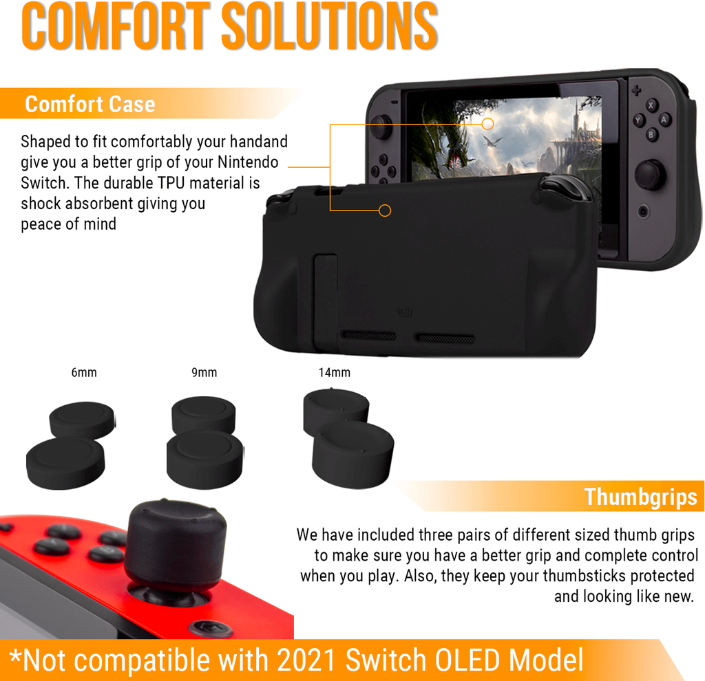 Orzly Accessories Bundle for Switch Geek Pack Case Screen