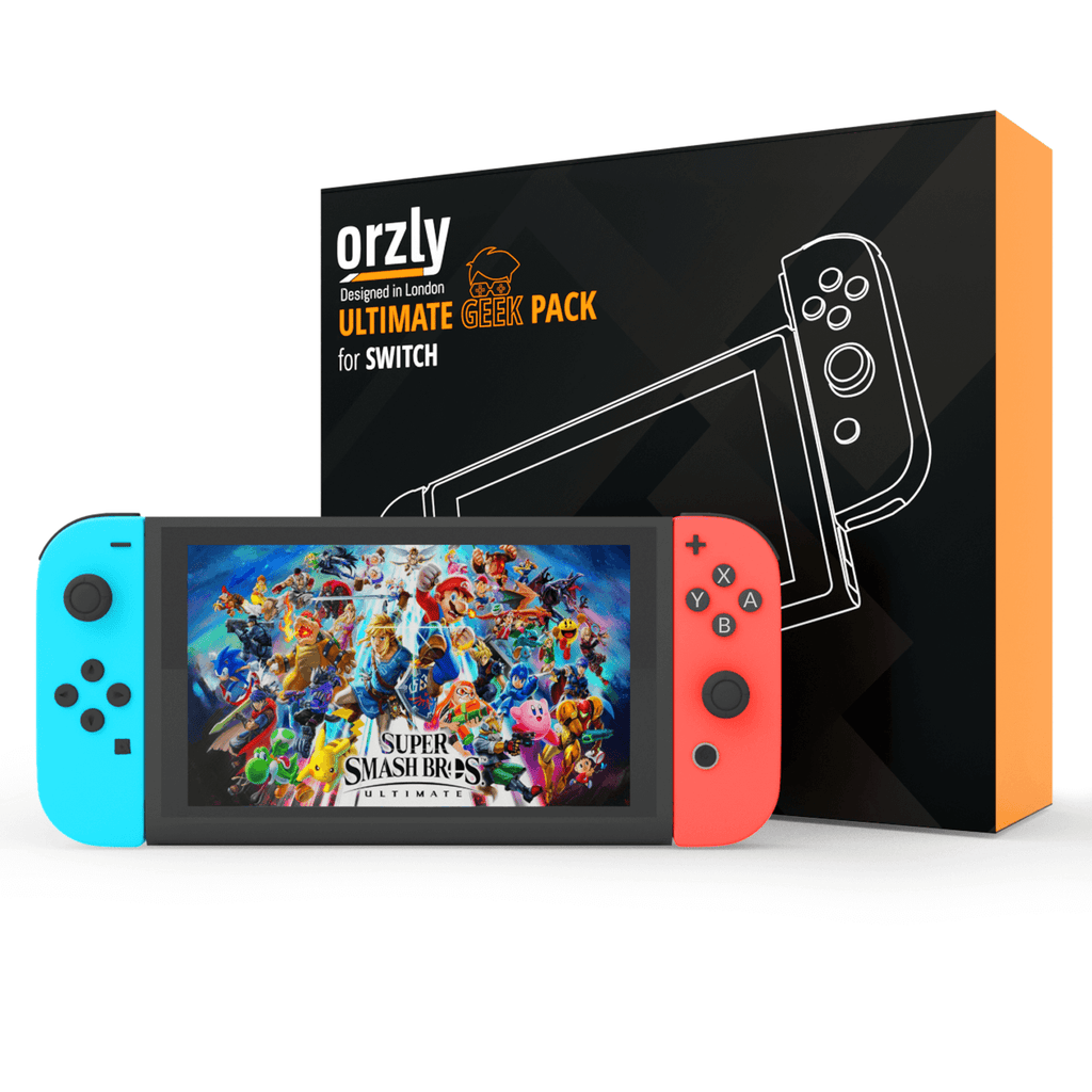  Orzly Accessory Bundle Kit Designed for Nintendo Switch  Accessories Geeks and OLED Console Users Case and Screen Protector, Joycon  Grips and Wheels for Enhanced Games Play and More - Jet Black 