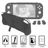Orzly Switch Lite Accessories Bundle - compliments Pokemon Dialga & Palkia console, Case & Screen Protector for Nintendo Switch Lite Console, USB Cable, Games Holder, Comfort Grip Case, Headphones, Thumb-Grip Pack & More - Grey - Orzly