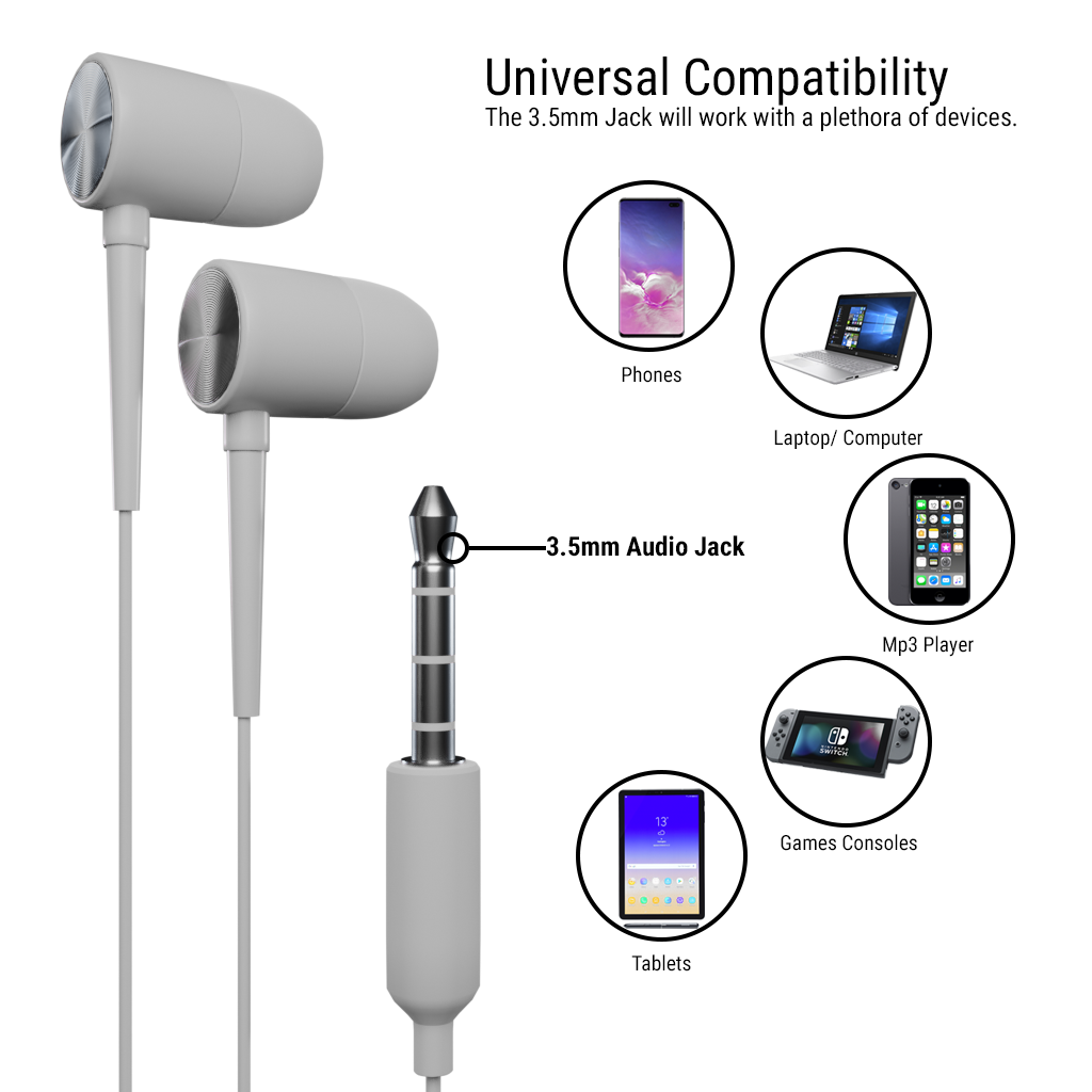 Stereo Earbuds with in-line Microphone - Orzly