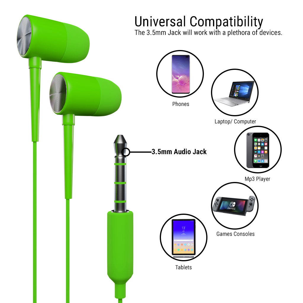 Stereo Earbuds with in-line Microphone - Orzly