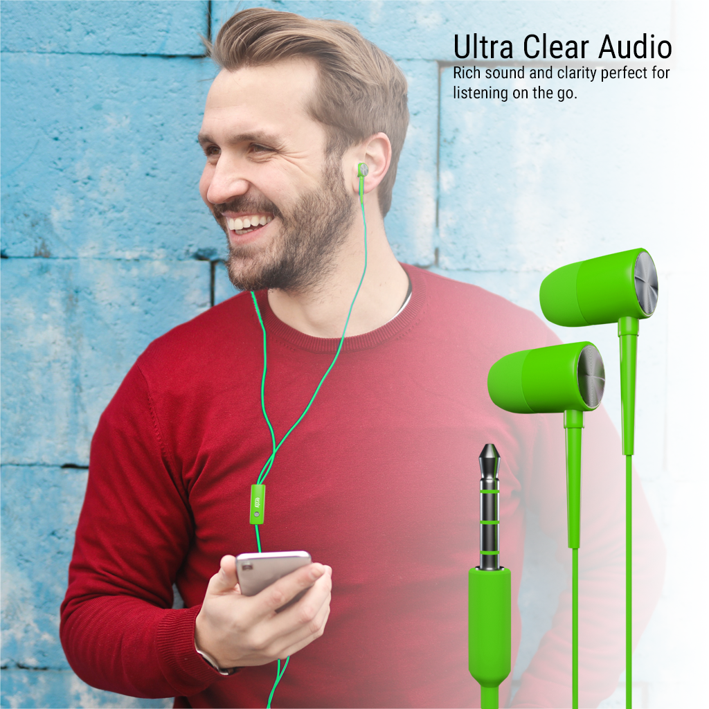 Stereo Earbuds with in-line Microphone - Orzly